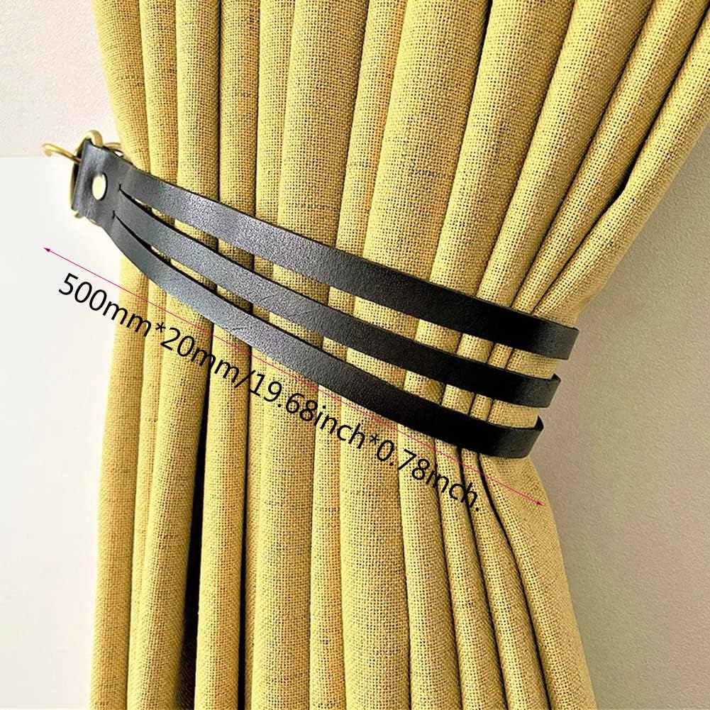 Elegant Leather Curtain Tiebacks 2 Pcs Holdback Ropes Black