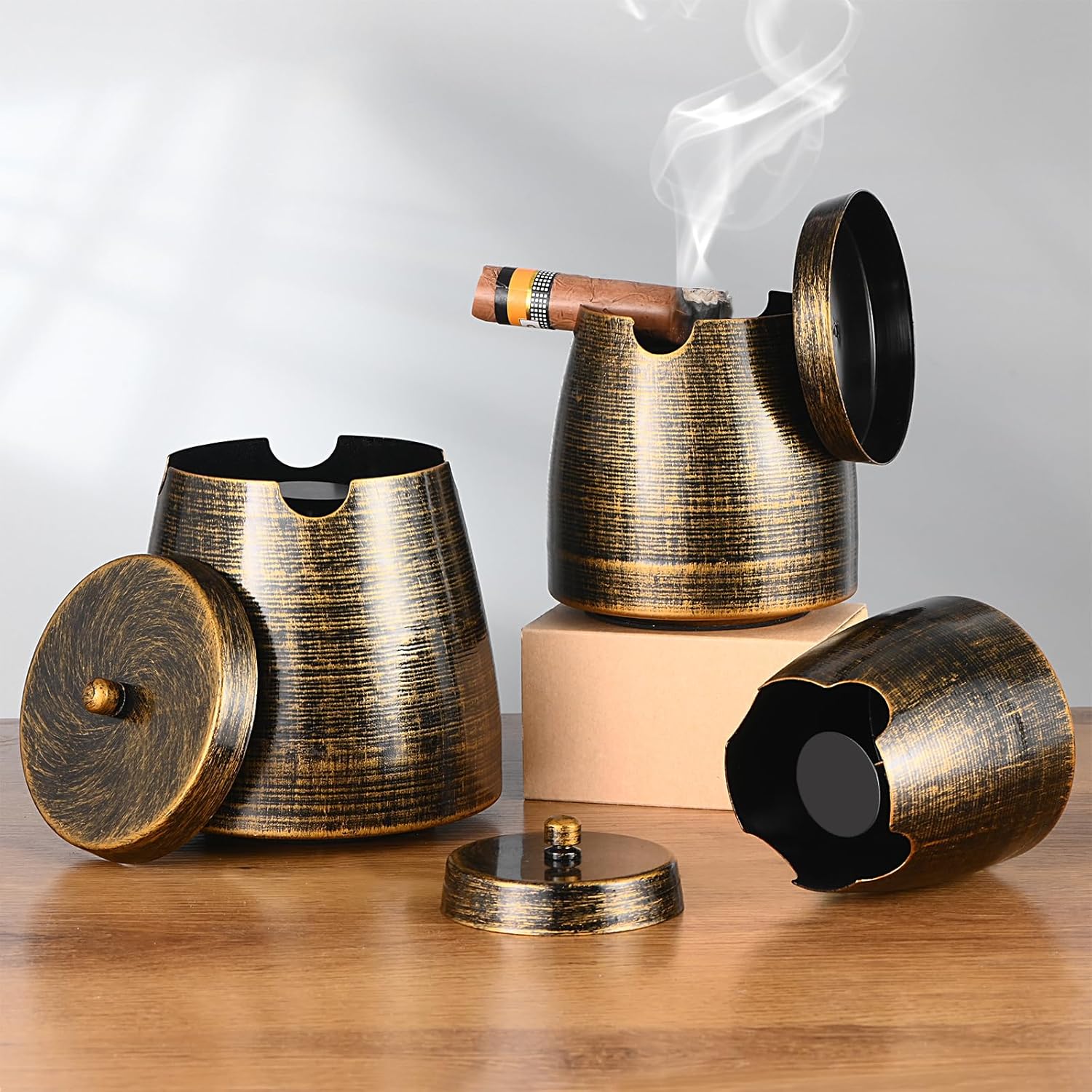 OILP Cigar Ashtray with Lid for Outdoor Use