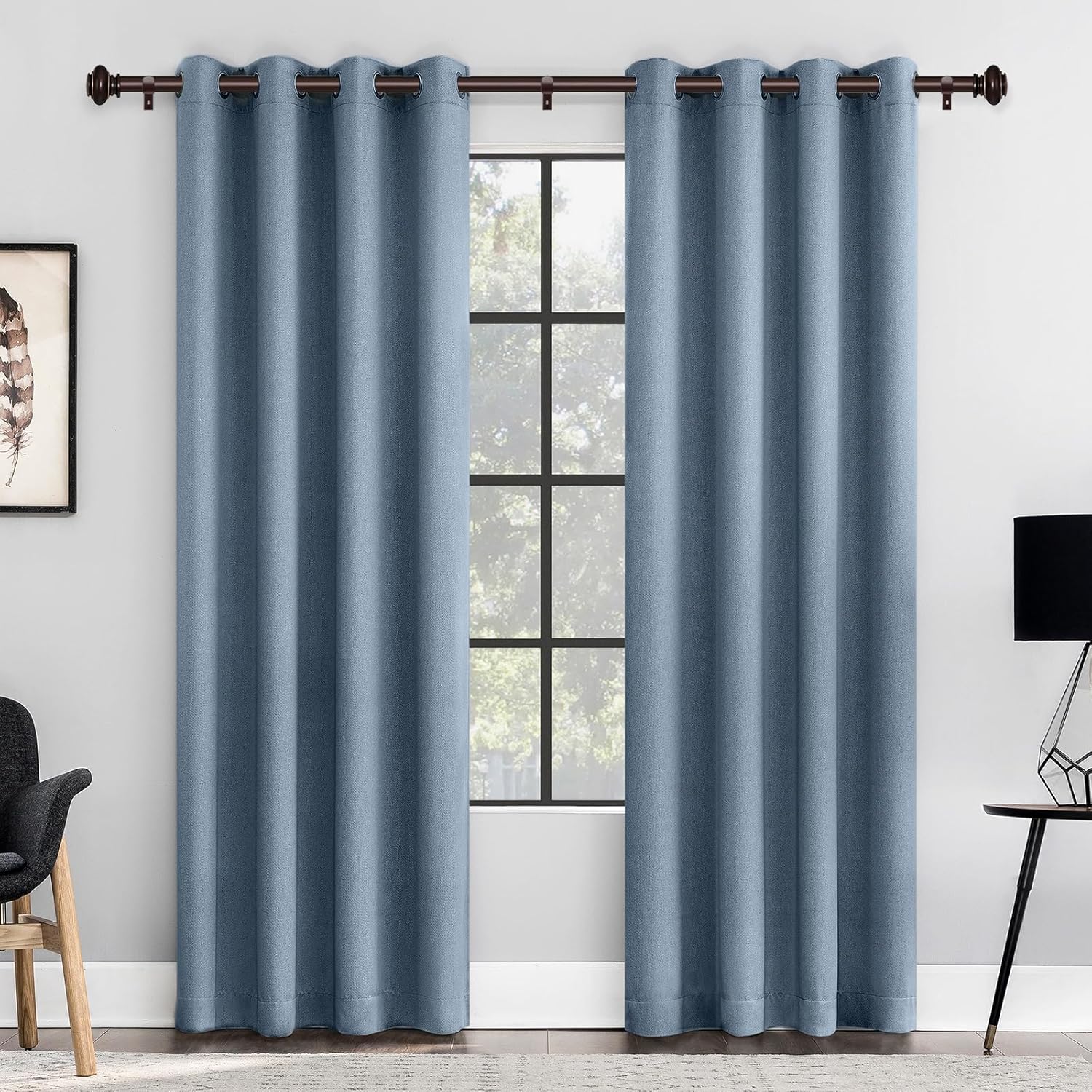 SIMEWIN Bronze Curtain Rods 28-48 Inches Adjustable Classic Finials