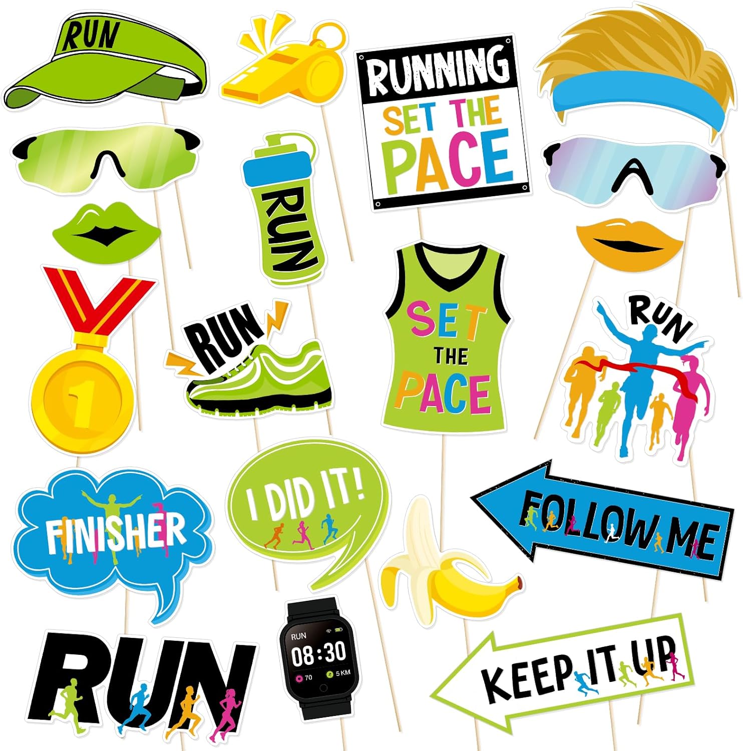 FOZEE Running Photo Booth Props 20Pcs