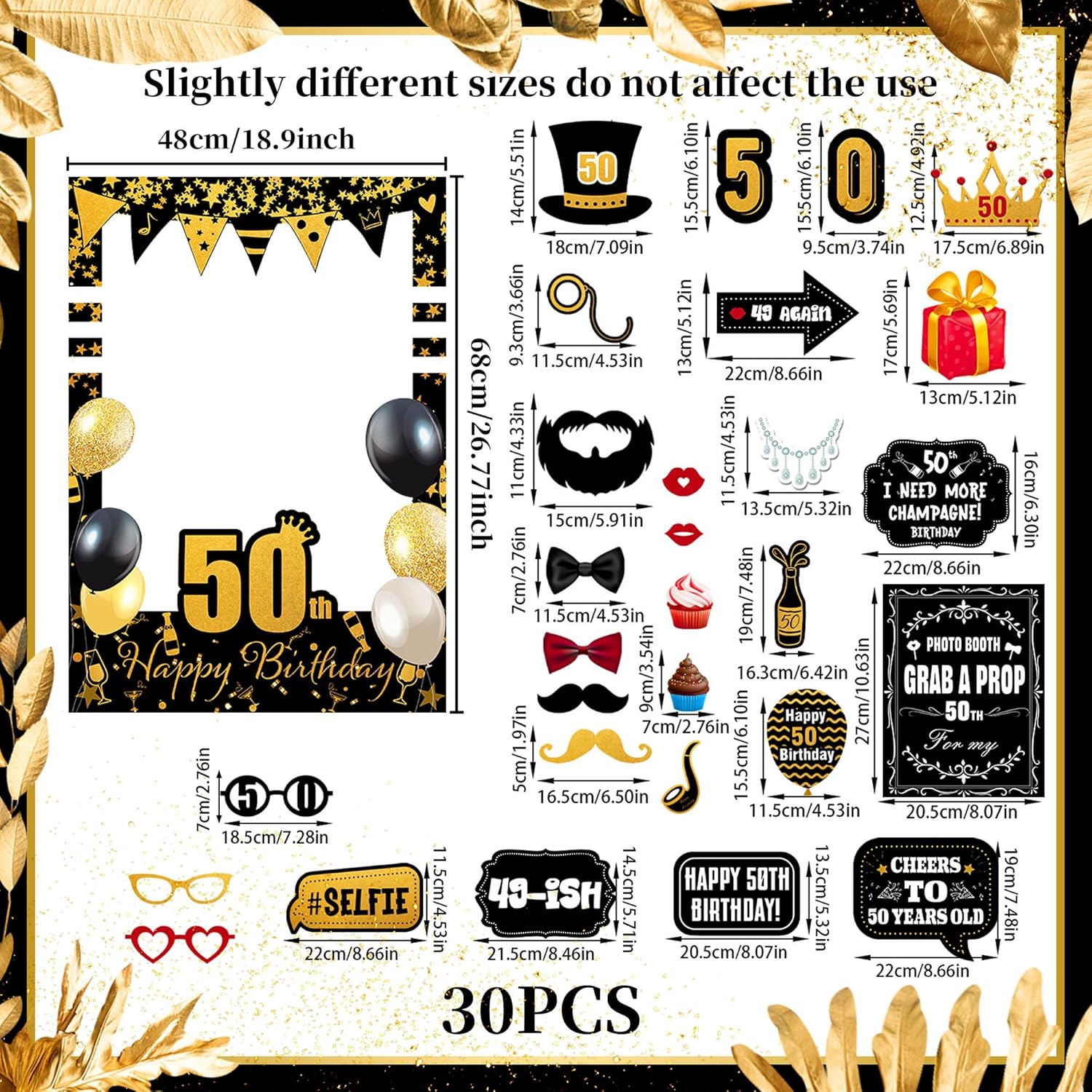 LaVenty 50th Birthday Photo Booth Props Frame Decorations