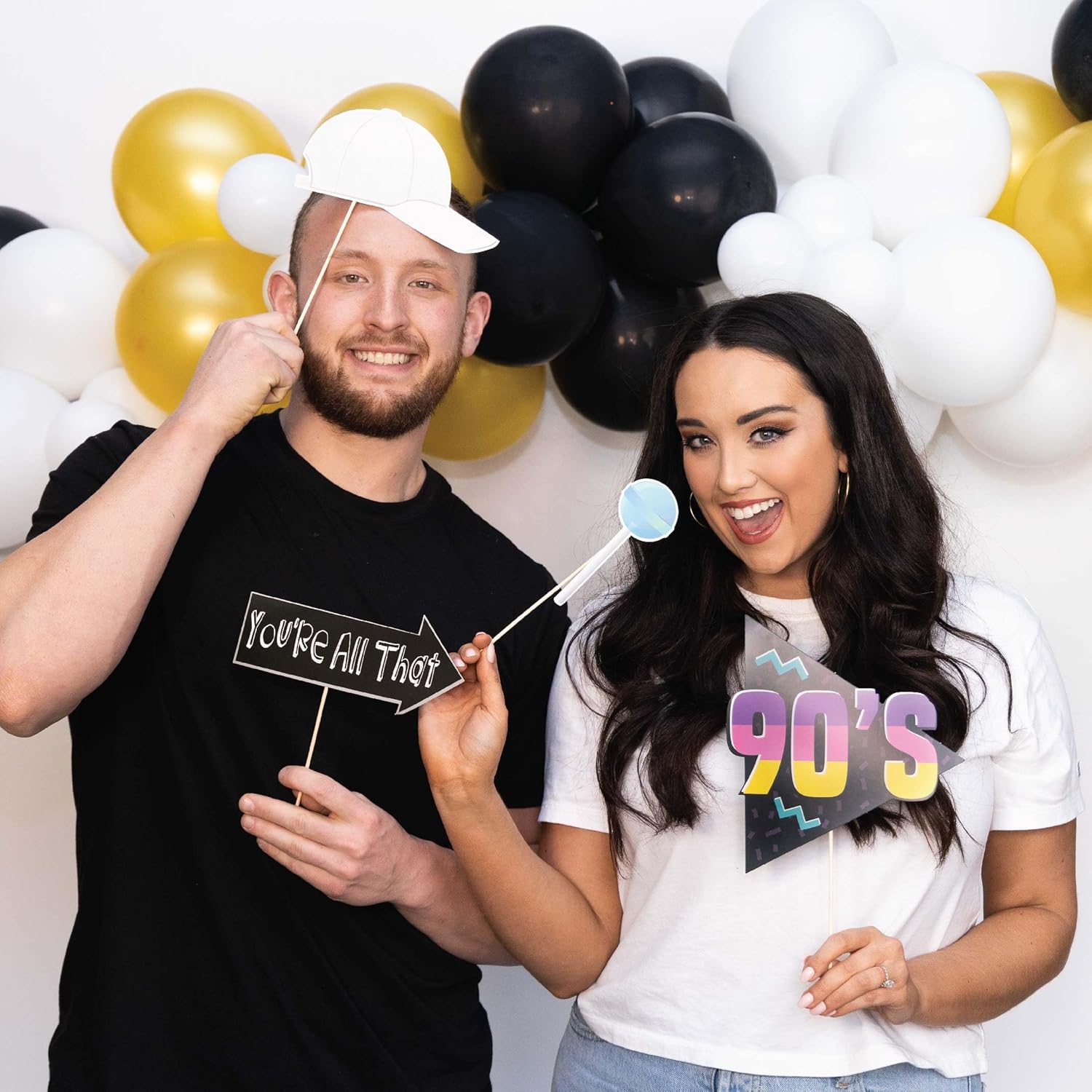 90s Photo Booth Props 41-Piece Fun Selfie Kit