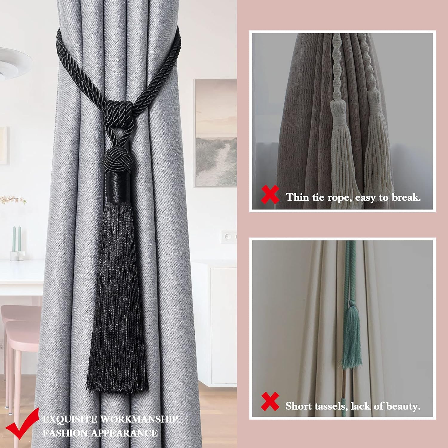 NICEEC 4 Pack Decorative Curtain Holdbacks
