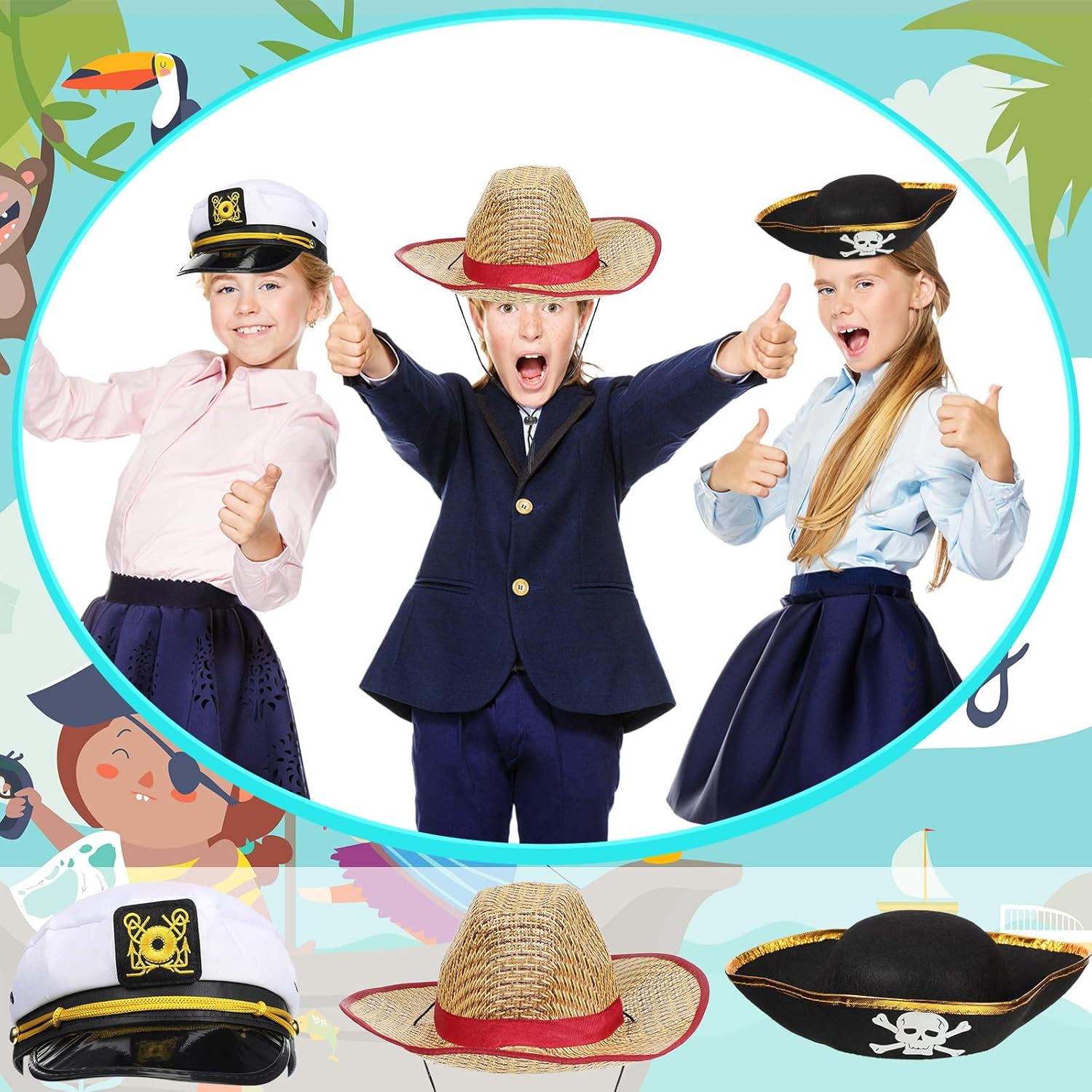 33 Pcs Funny Captain Hat Glasses Photo Booth Props Kit