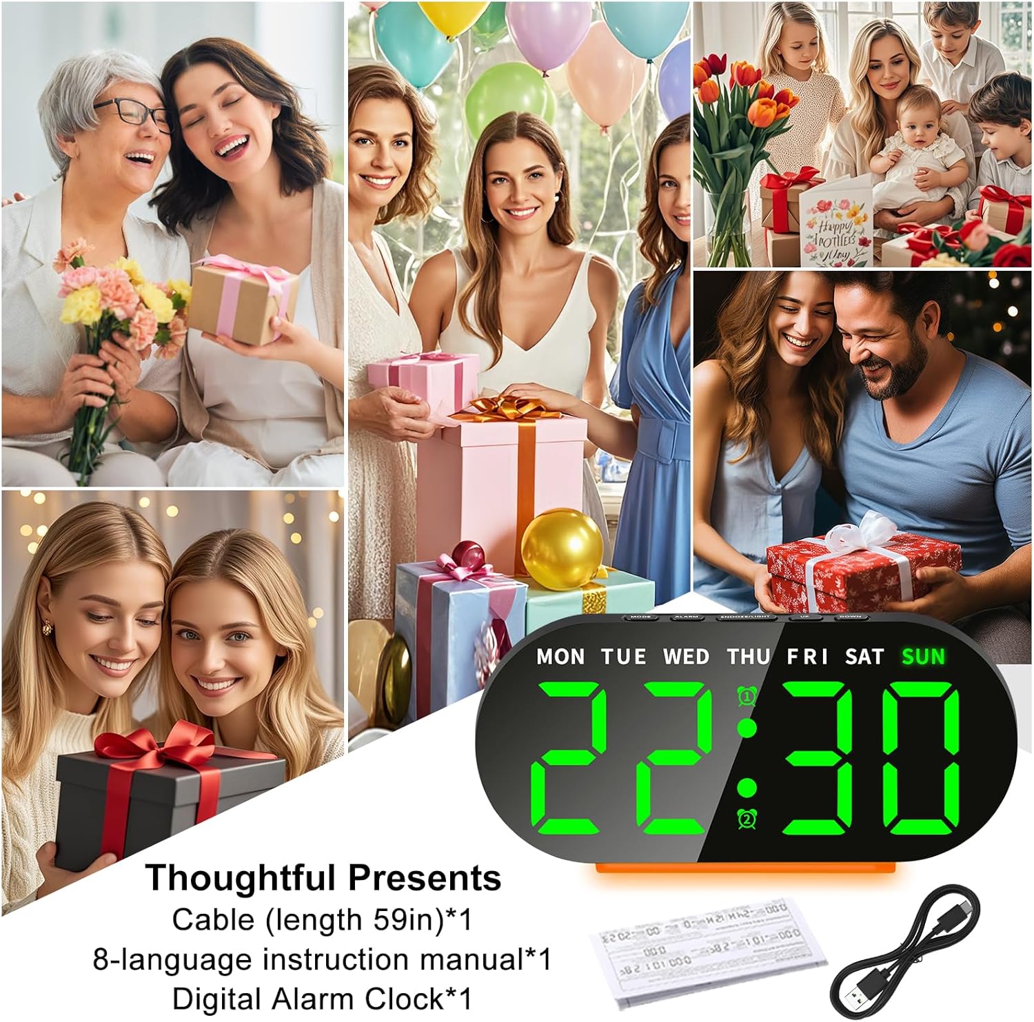 DTKID Digital Alarm Clock with Dual Alarms and Snooze