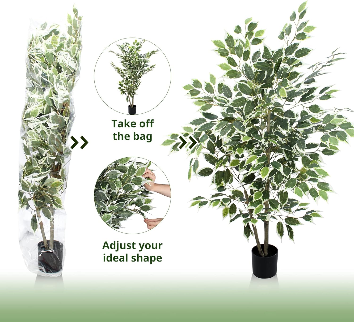 YEPDIN Artificial Ficus Tree 4 Feet Tall Silk Fake Tree with Pot