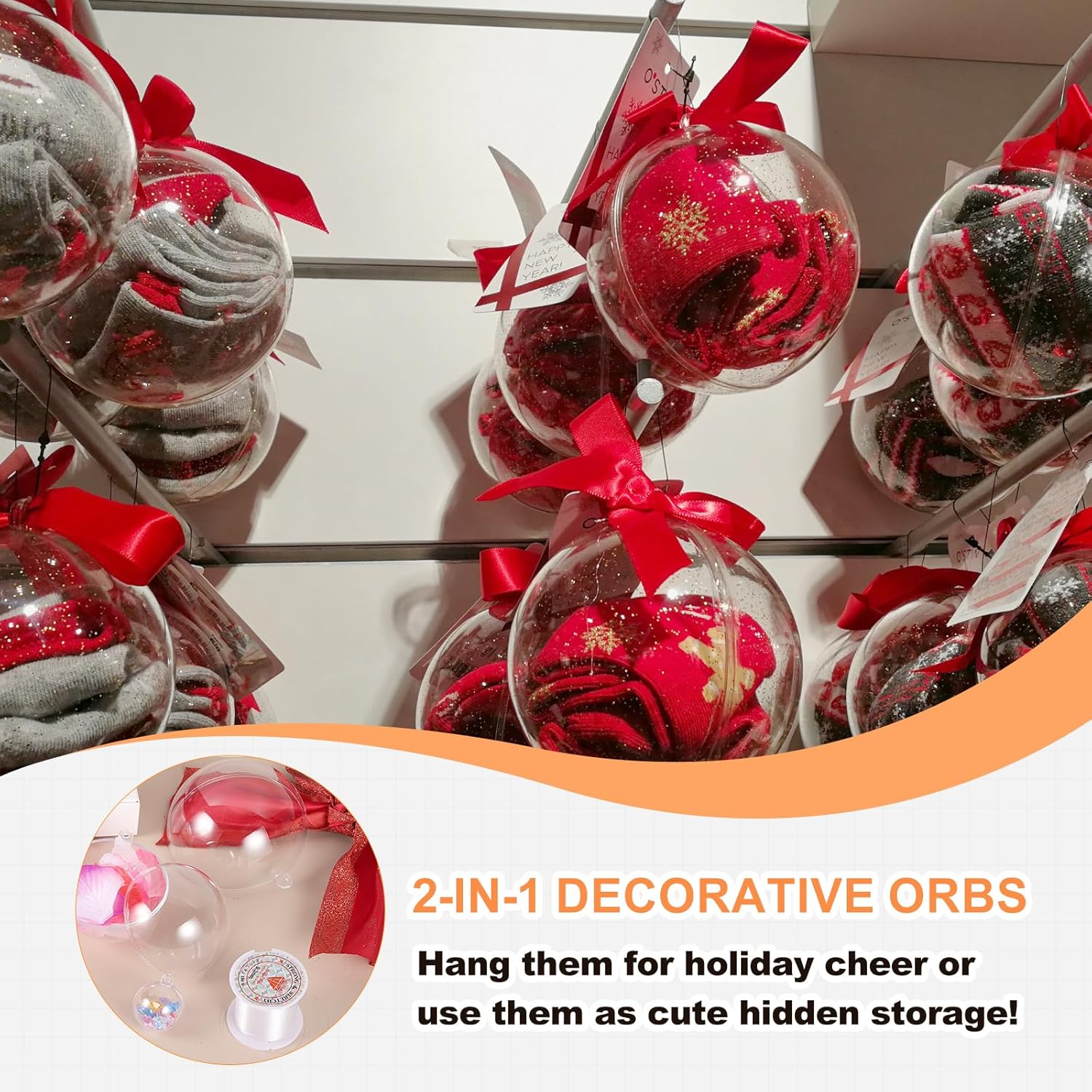35 Inch Clear Ornament Ball with Wire 5pcs
