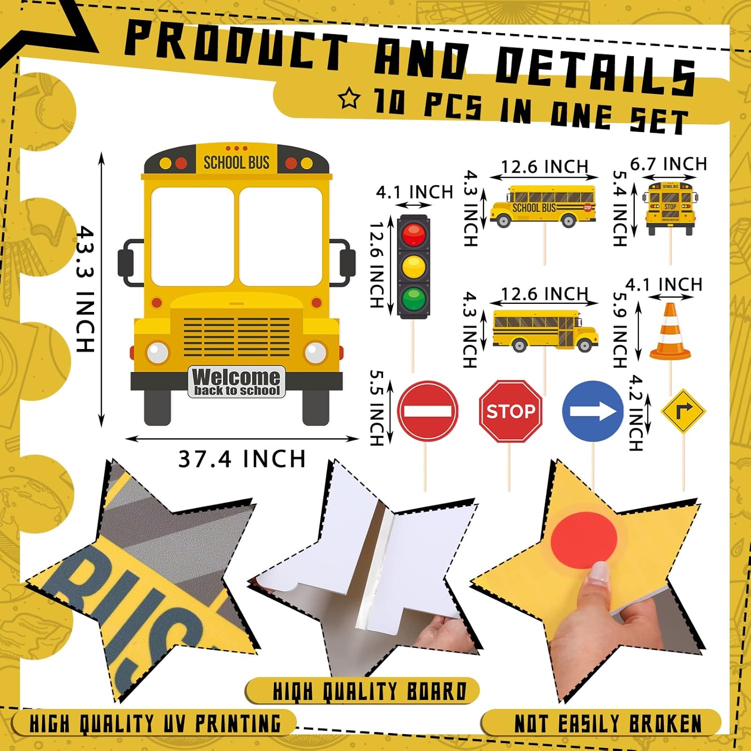 Thenshop School Bus Photo Booth Frame Set