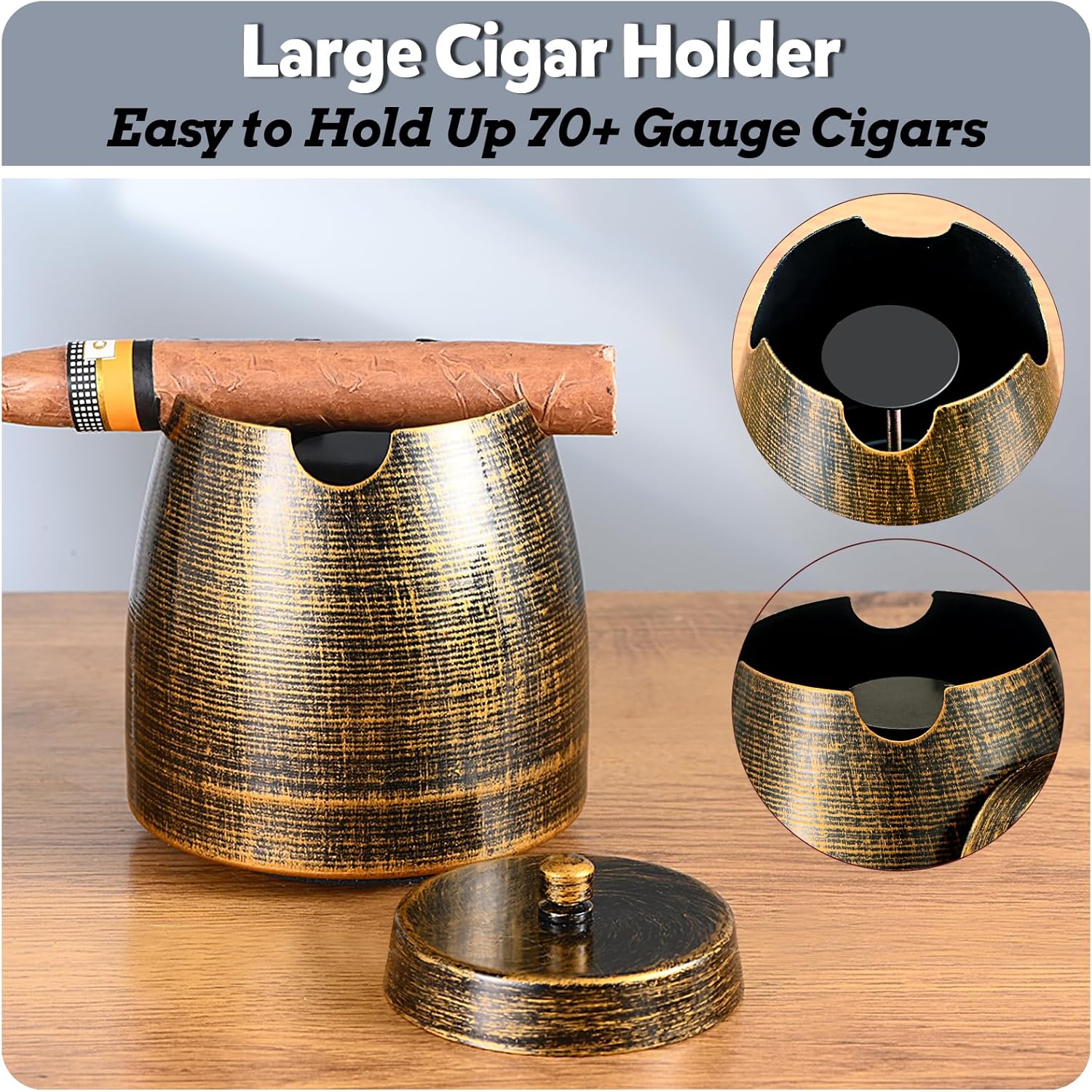 OILP Cigar Ashtray with Lid for Outdoor Use