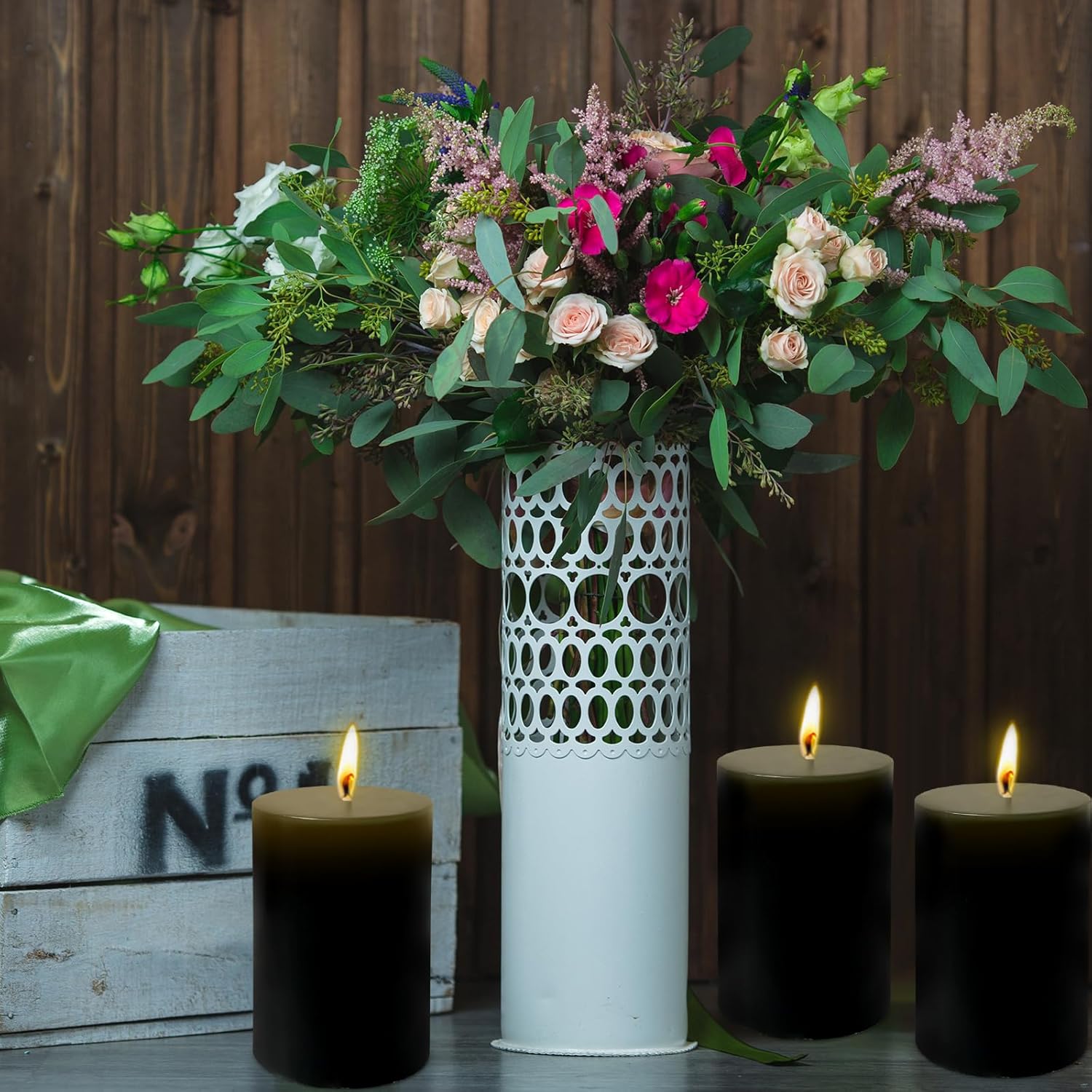 Zealxin 6 Pack 2x3 Inch Pillar Candles Grey Black Scented Votive
