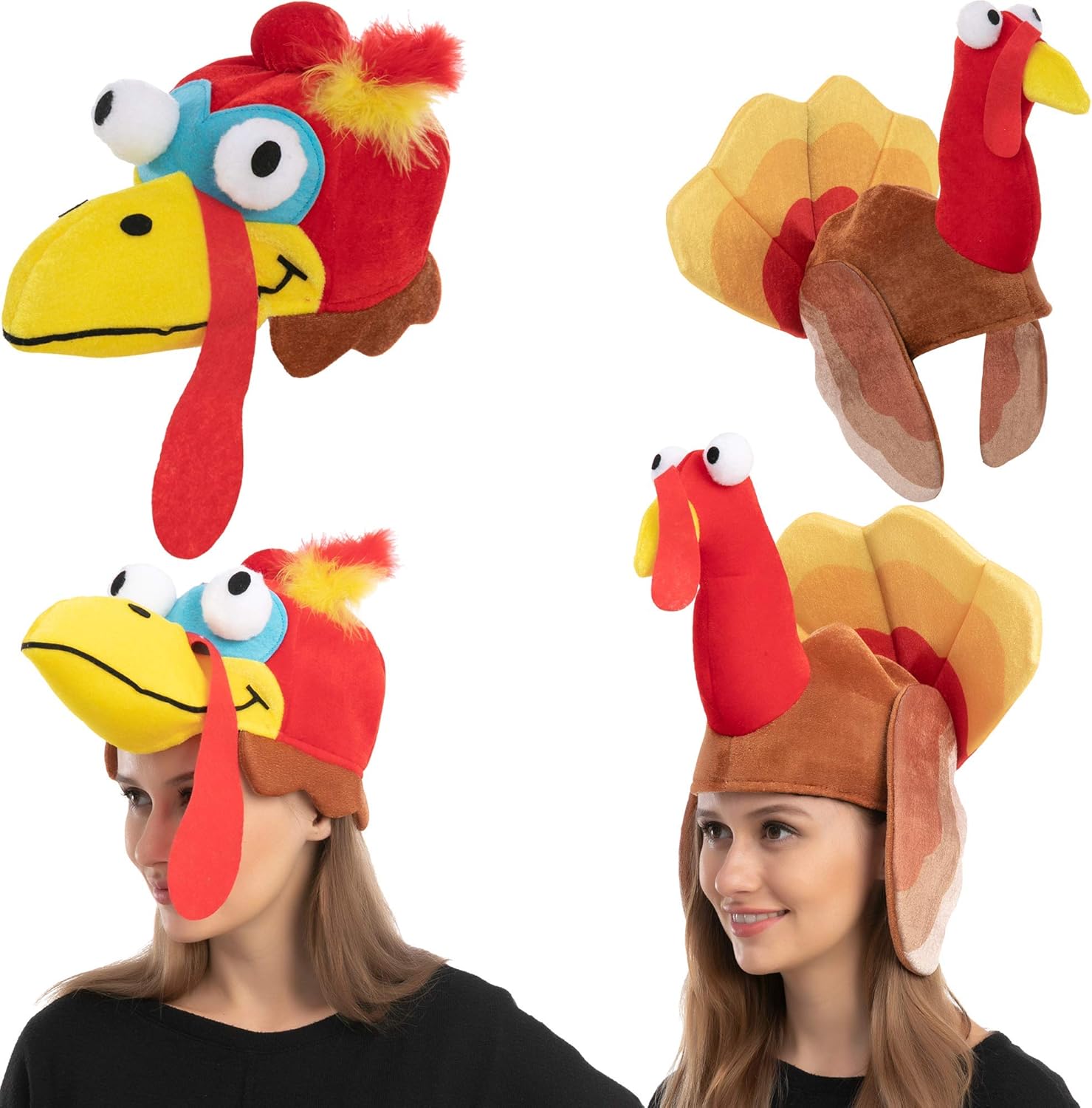 JOYIN 2PCS Silly Thanksgiving Turkey Cap Hats
