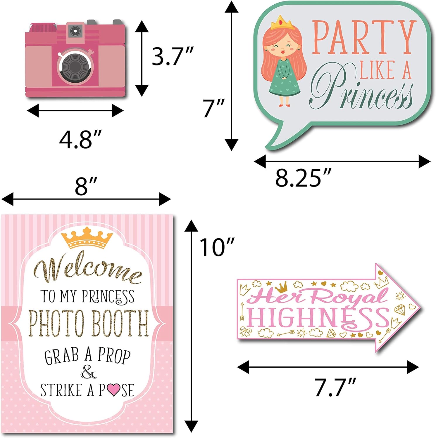 Princess Photo Booth Props - 41-Piece Fun Kit