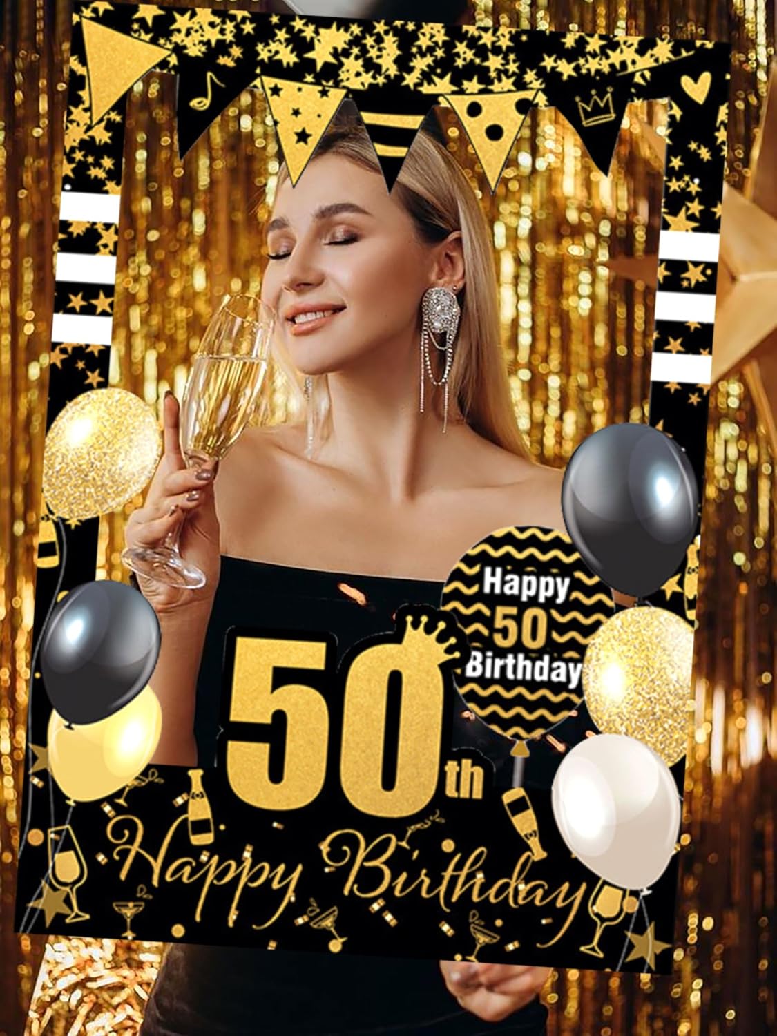 LaVenty 50th Birthday Photo Booth Props Frame Decorations