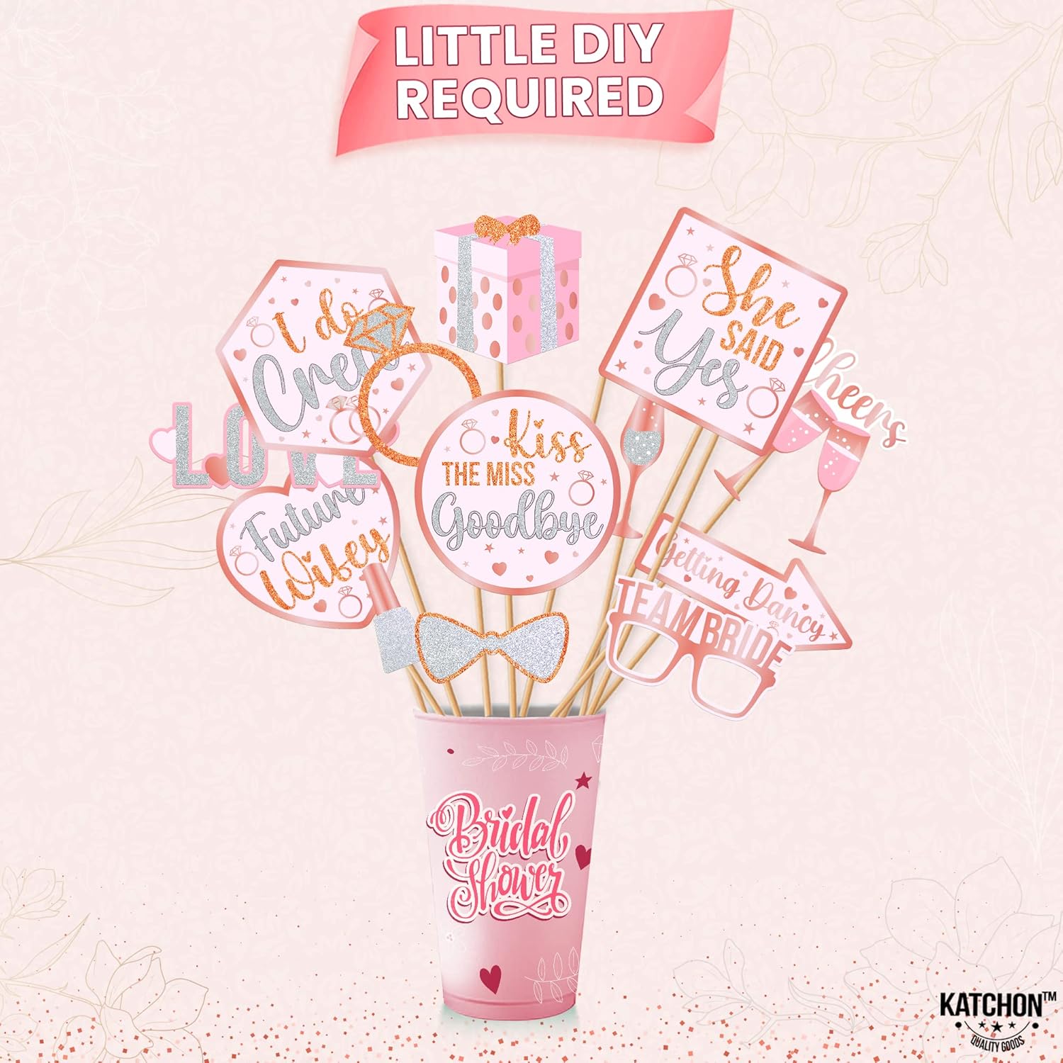 KatchOn Bachelorette Photo Booth Props Set - 35 Piece Rose Gold