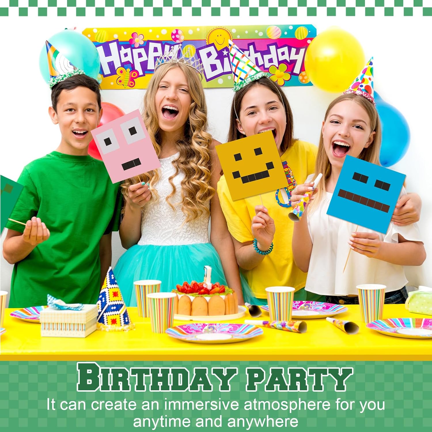 Marspark Pixel Party Photo Booth Props and Stickers