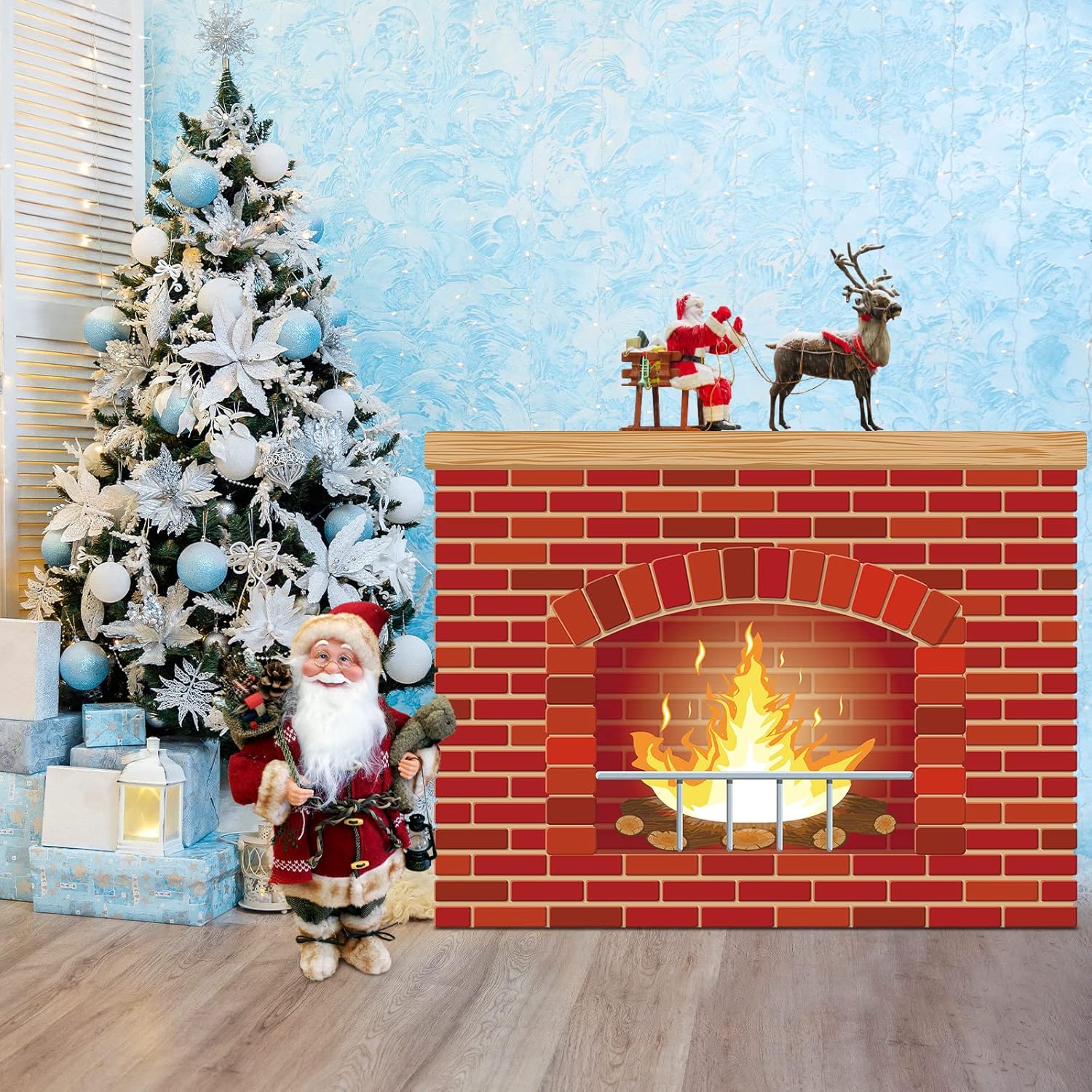 Geyee Christmas Cardboard Fireplace Decor