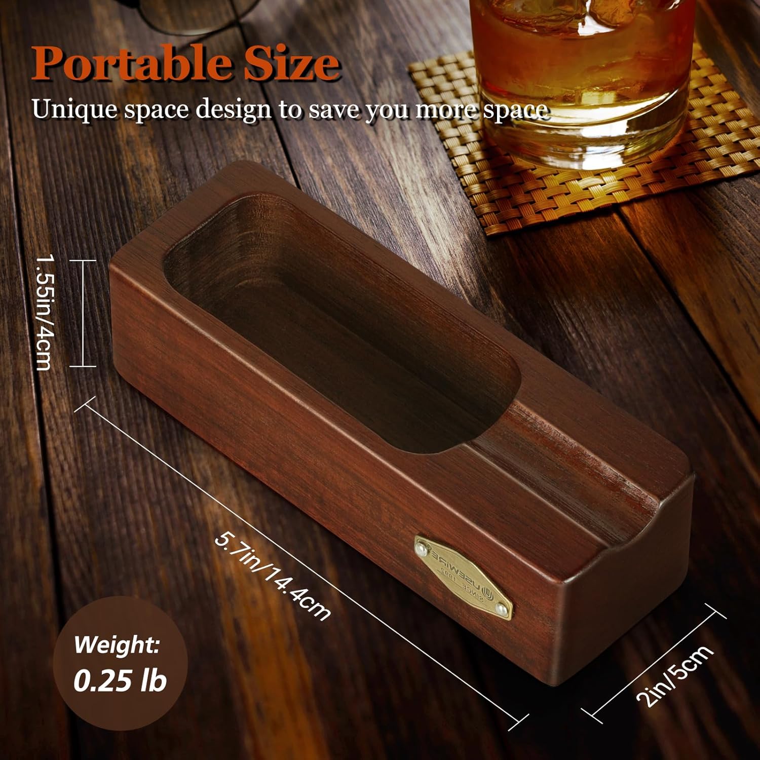 Usewire Wooden Cigar Ashtray with Holder
