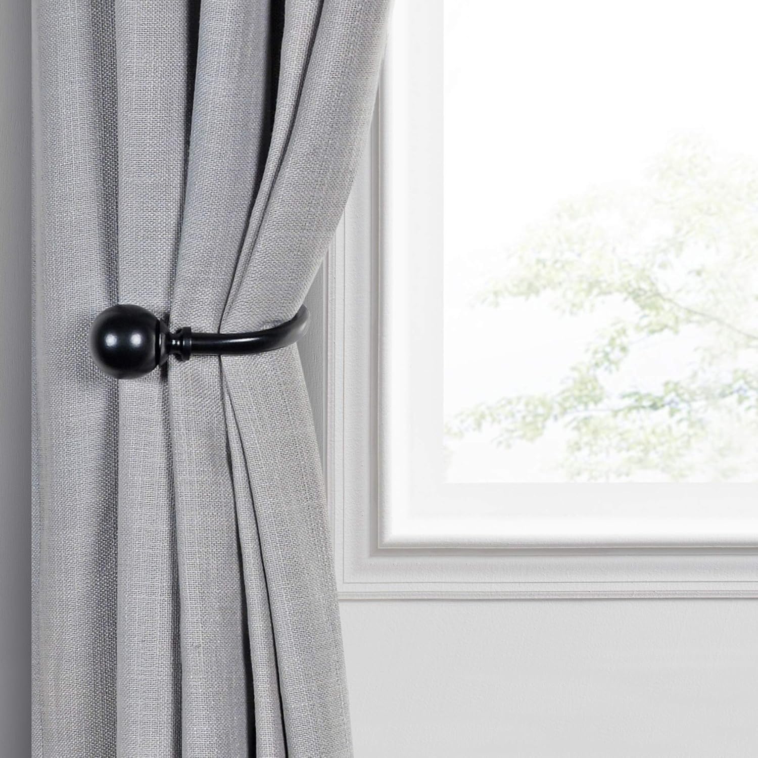 Deco Window Curtain Holdbacks Set of 2 Black Matte