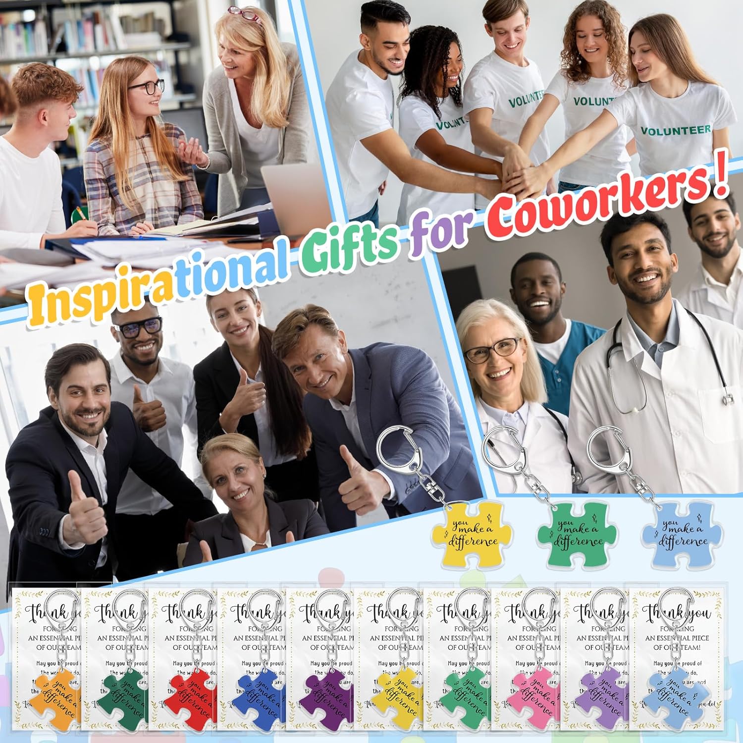 Geelin Team Puzzle Keychain Set for Appreciation Gifts