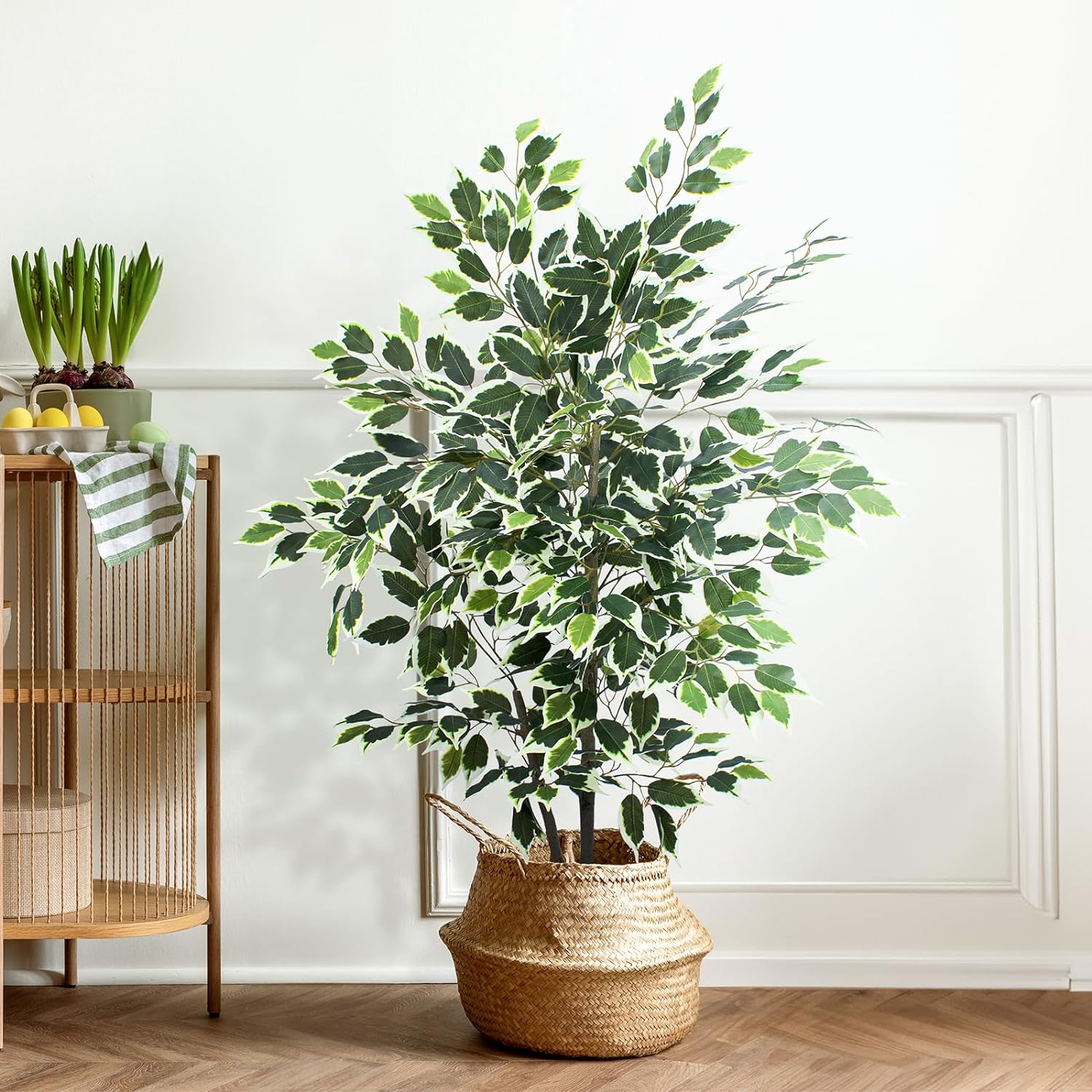 YEPDIN Artificial Ficus Tree 4 Feet Tall Silk Fake Tree with Pot