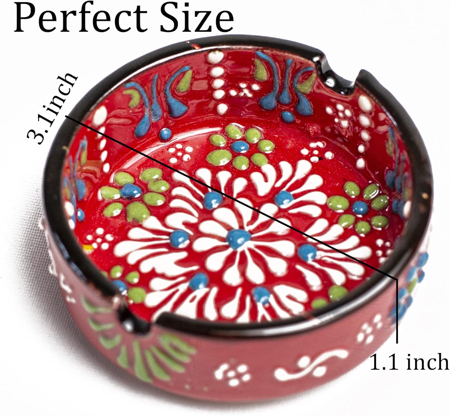 Hand-Painted Ceramic Ashtray Set 4 Pcs