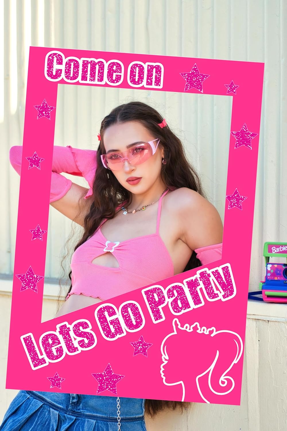 JeVenis 15 Pcs Lets Go Party Photo Booth Props Set