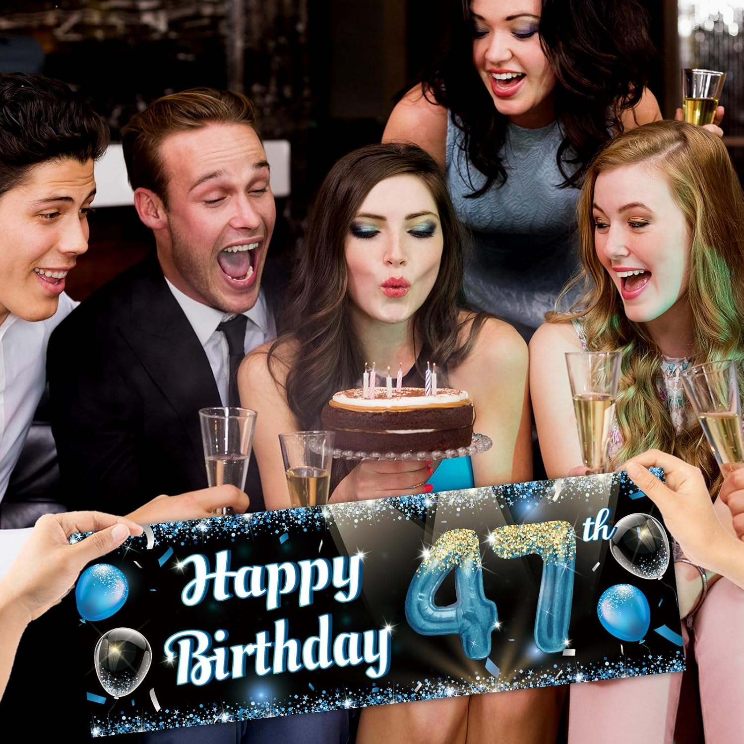 Happy 47th Birthday Handheld Backdrop Banner