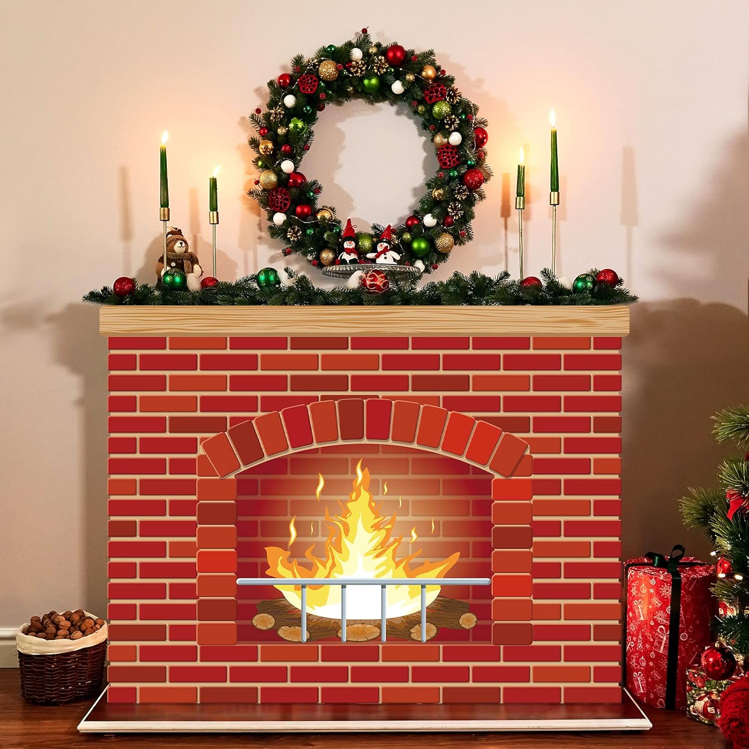 Geyee Christmas Cardboard Fireplace Decor