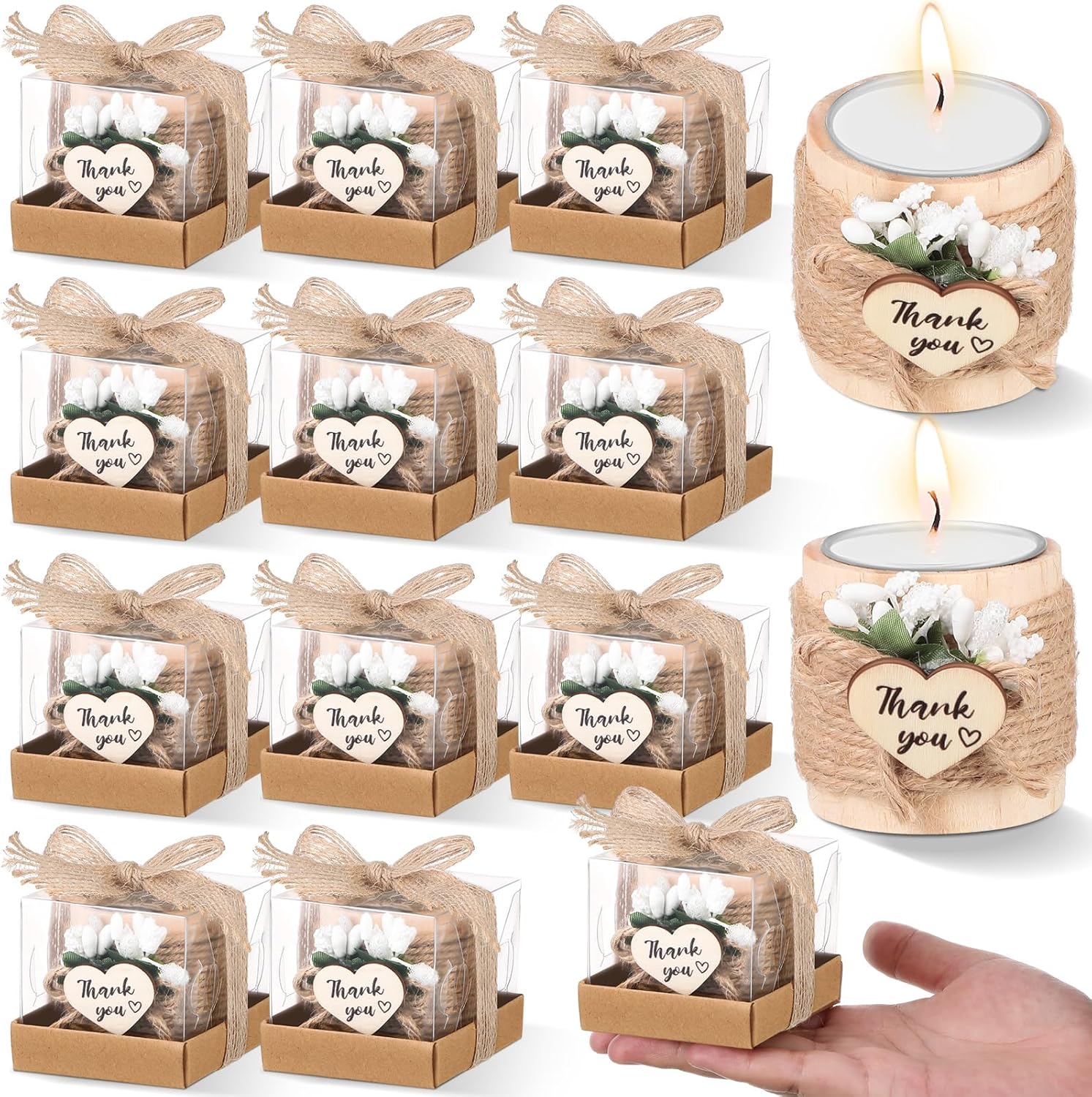 Retisee 12 Pack Wood Candle Holders Wedding Favors
