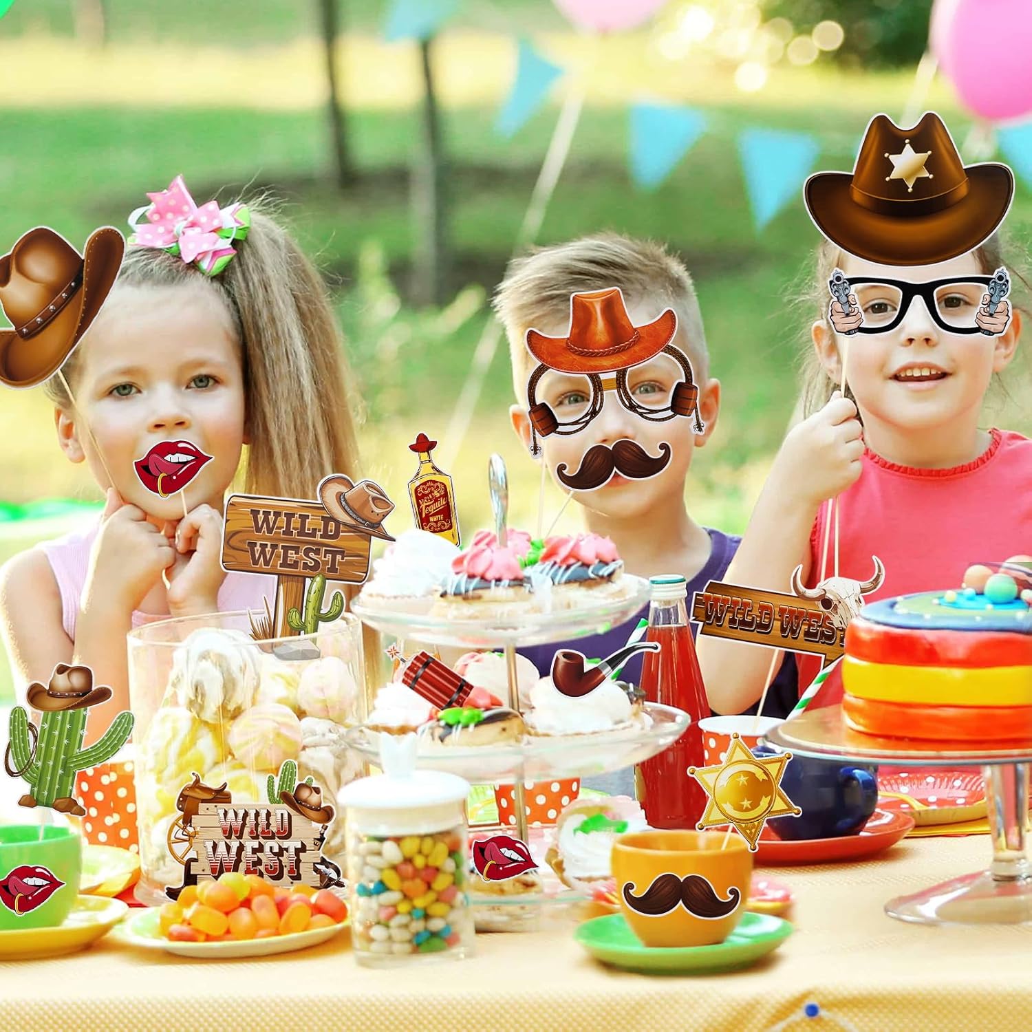 Cowgirl Cowboy Photo Booth Props 30Pcs Western Theme Decorations