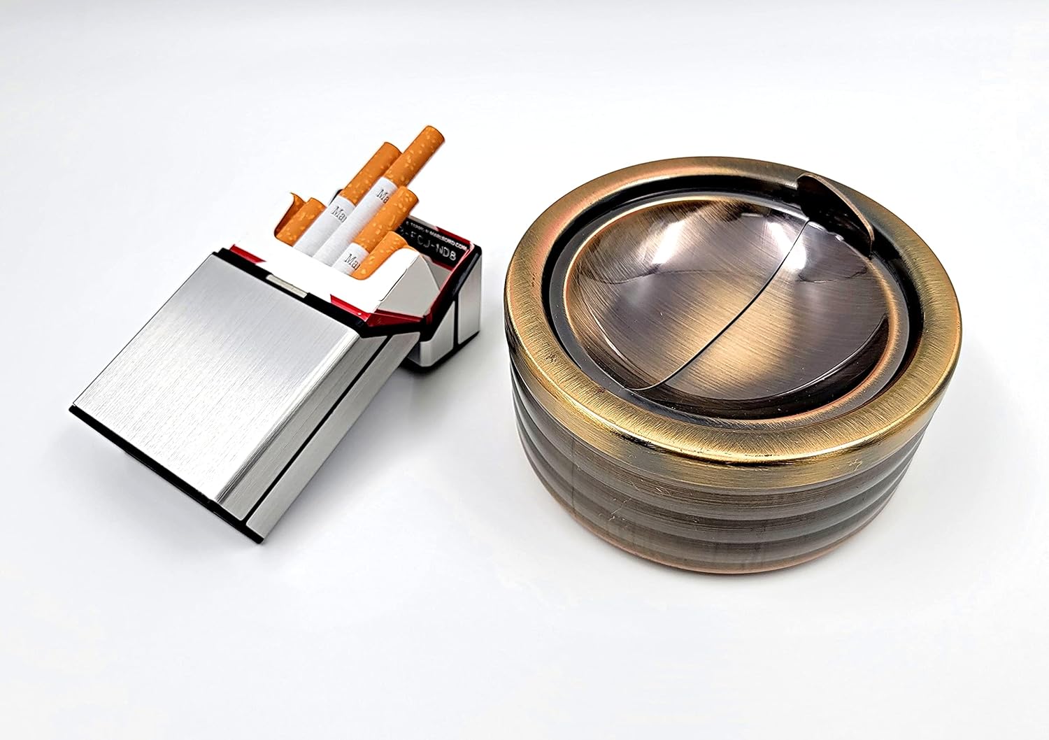 Smokeless Metal Ashtray with Lid Cover - Gold Rose Gold Silver