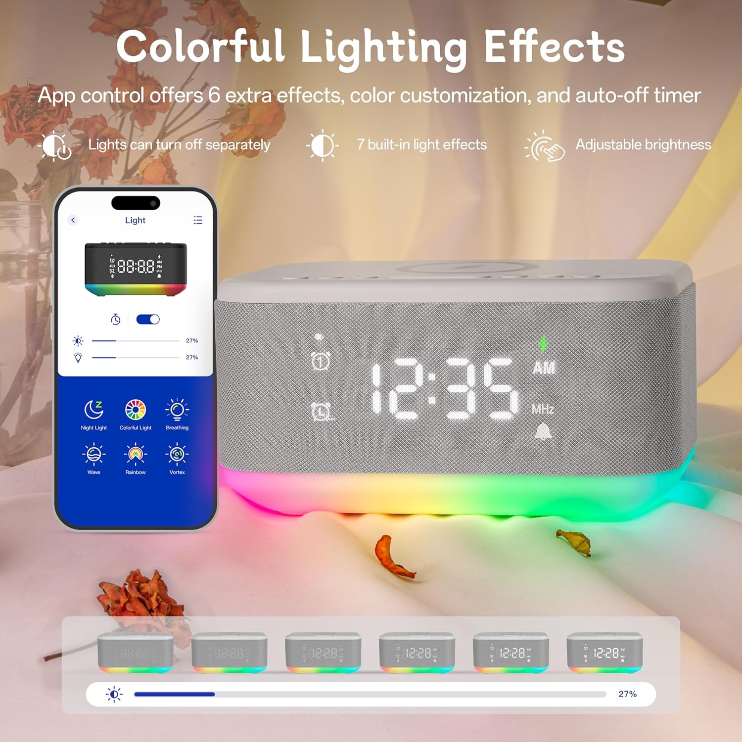 Fansbe Smart Bluetooth Alarm Clock Radio with Night Light