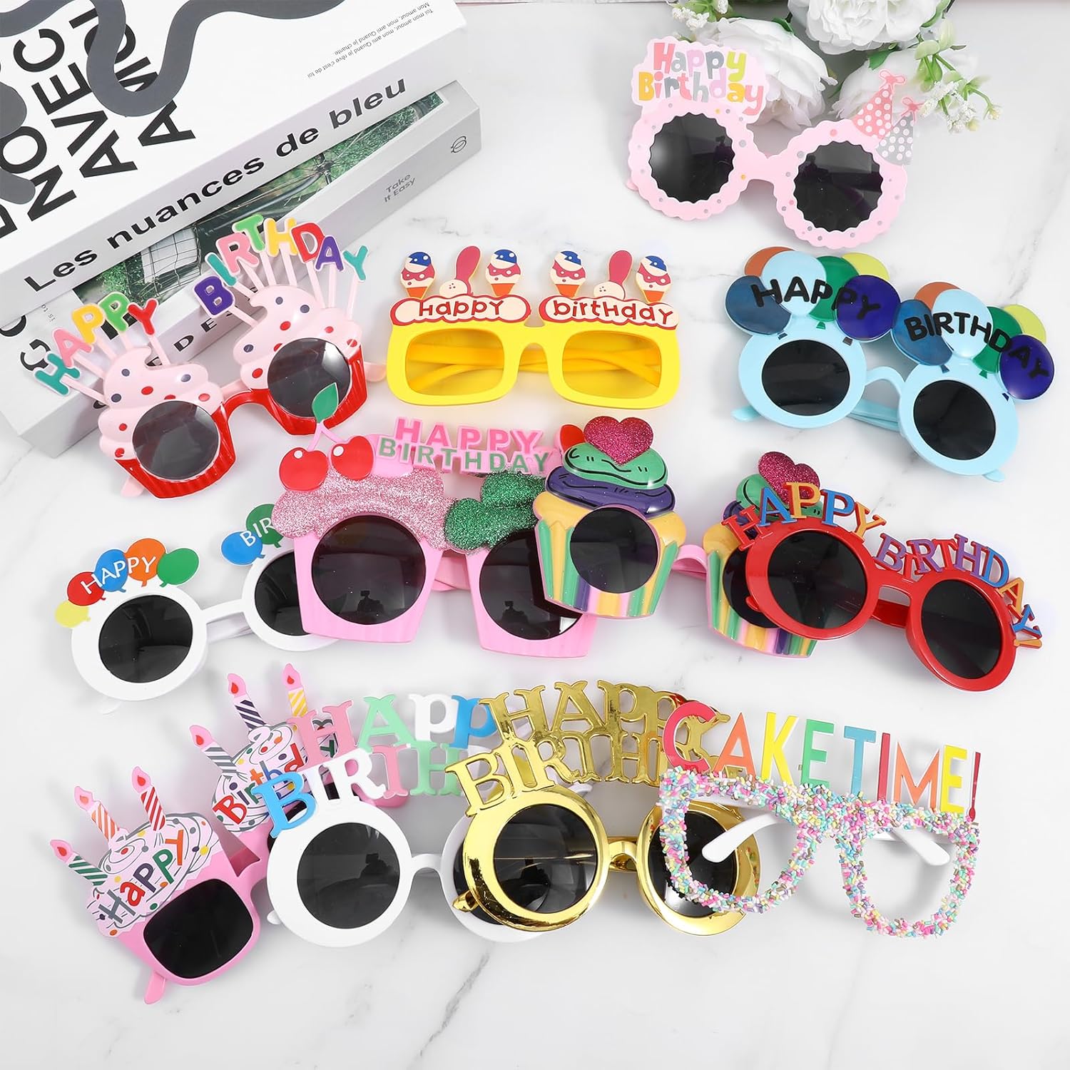 12 Pcs Birthday Sunglasses Funny Photo Booth Props for Adults