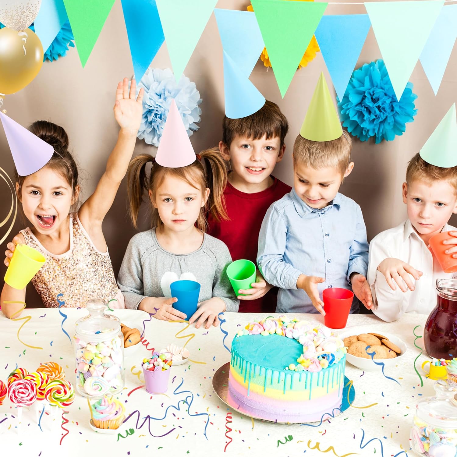 CANREVEL Rainbow Party Hats for Kids and Adults