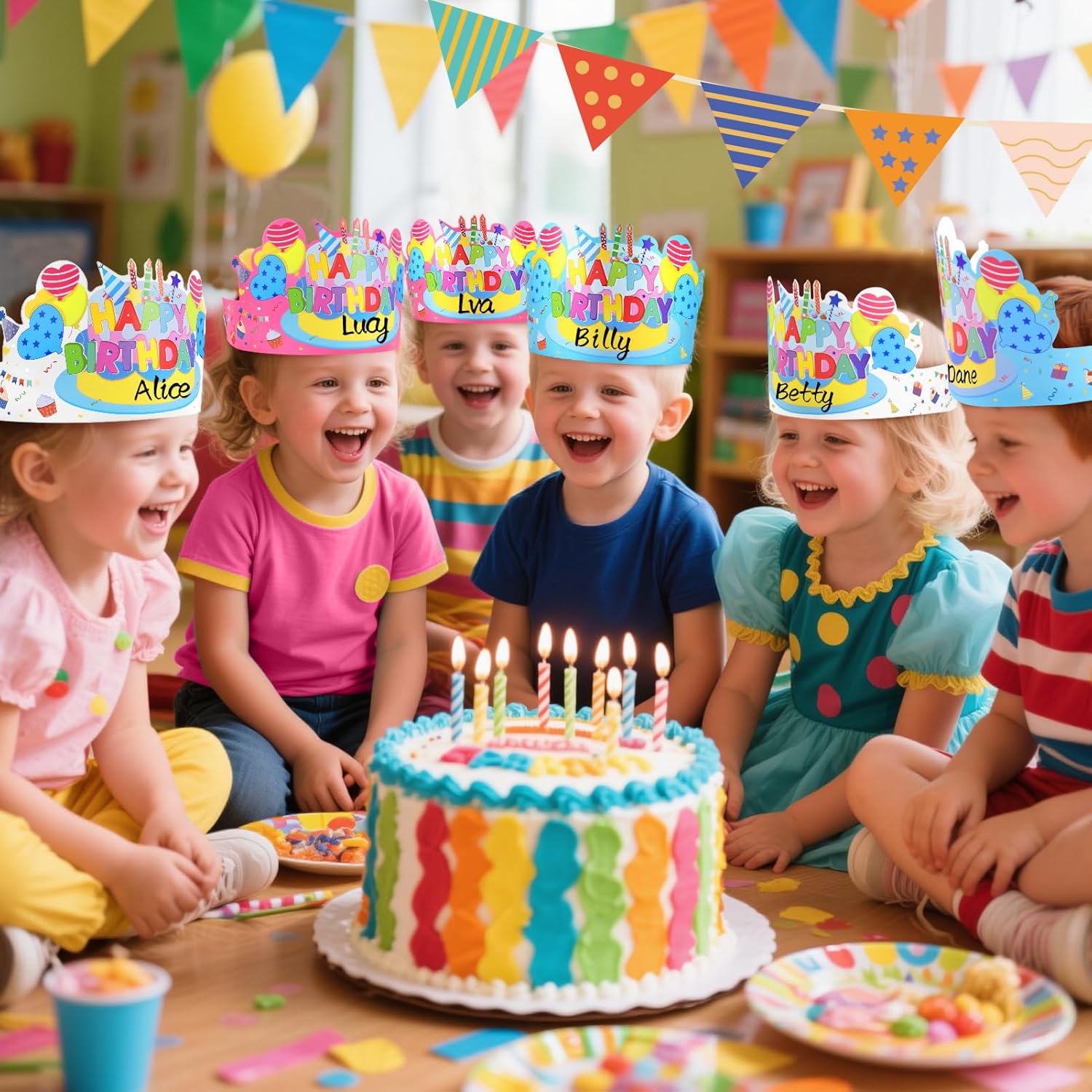 VEKDA 30 Pcs Birthday Crowns for Kids Classroom