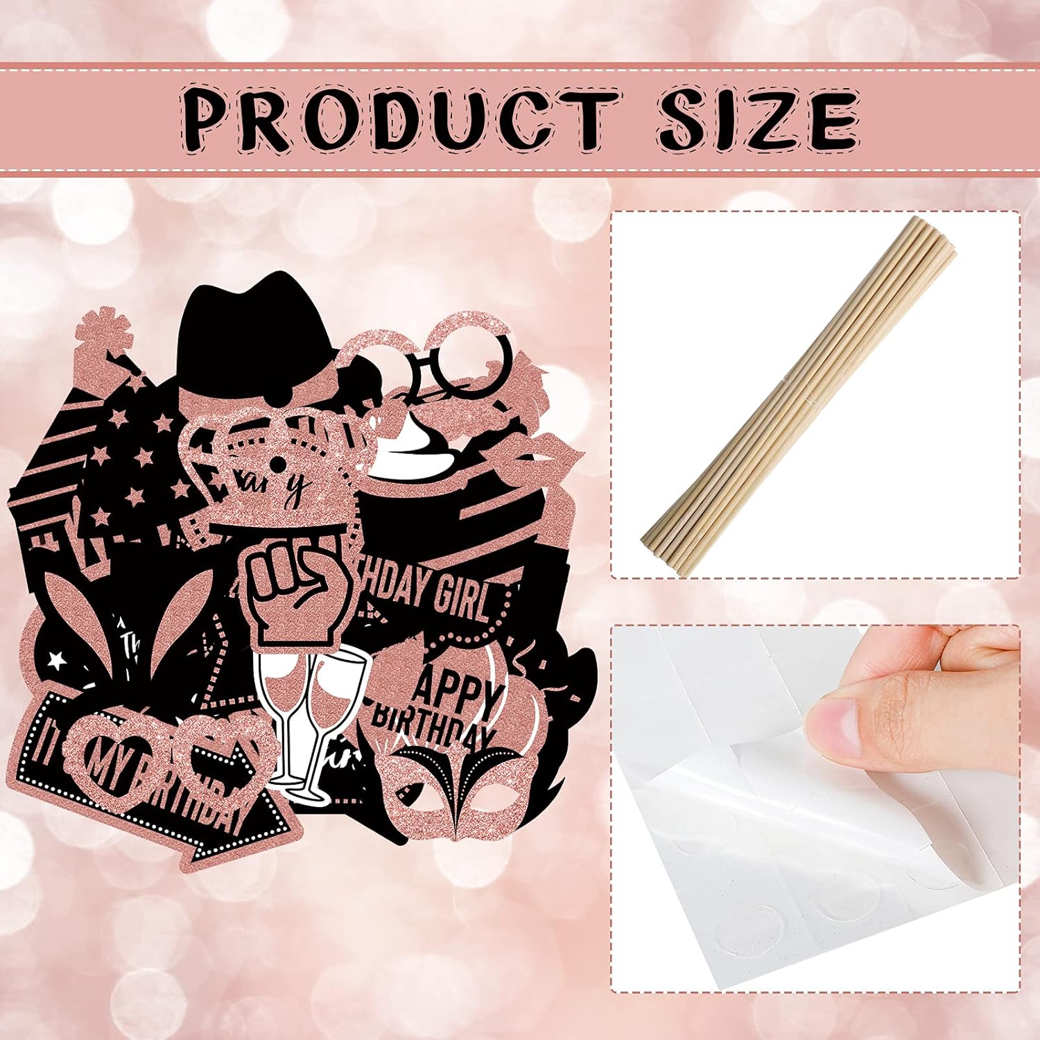 Tenare 36 Pcs Gold Birthday Photo Booth Props