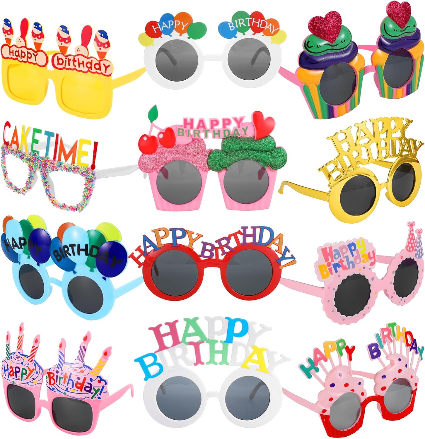 12 Pcs Birthday Sunglasses Funny Photo Booth Props for Adults