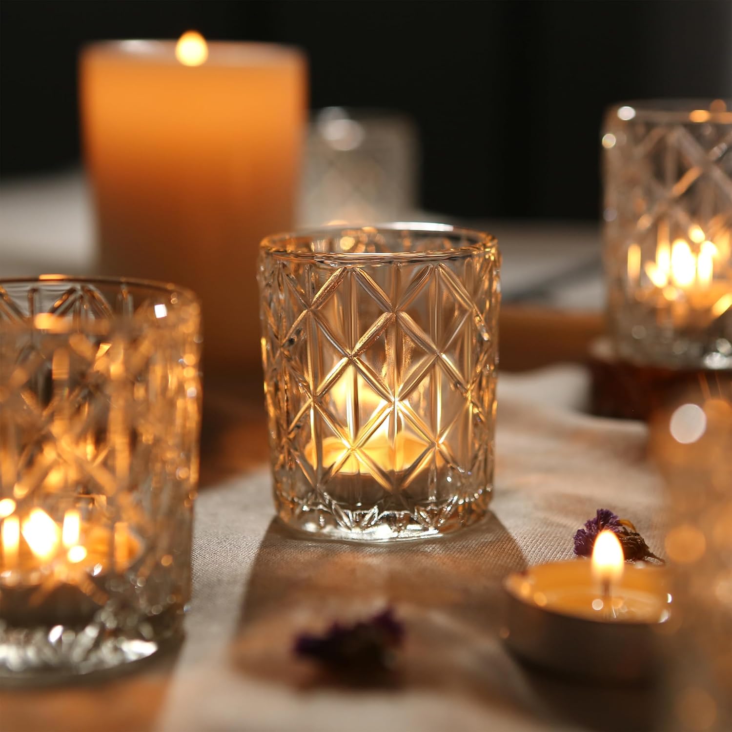 24pcs Clear Votive Candle Holders - 2x25 Inch Glass Holders for Wedding Centerpieces
