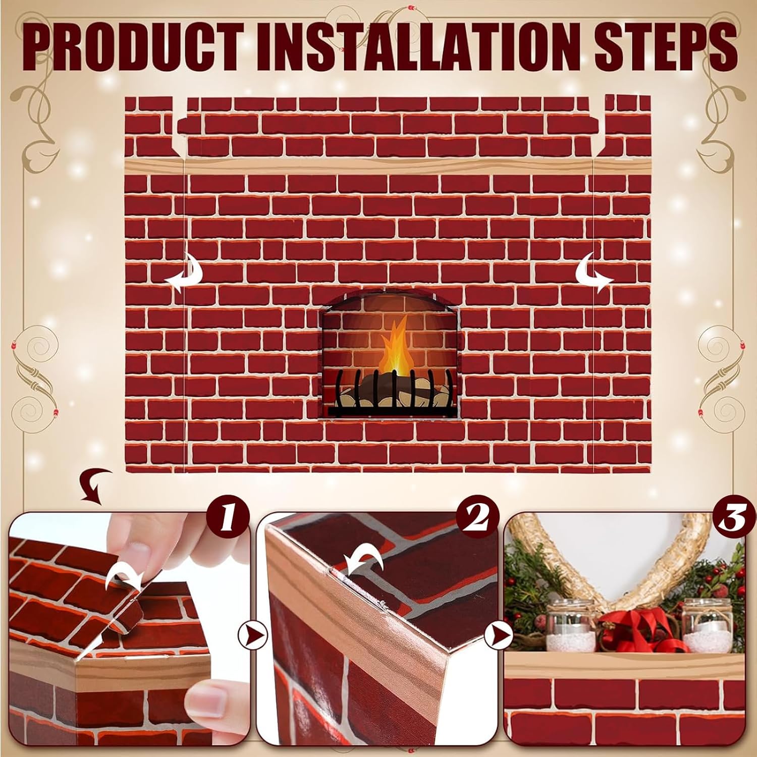 Zhanmai Christmas Faux Fireplace 2 Pcs Decor Prop