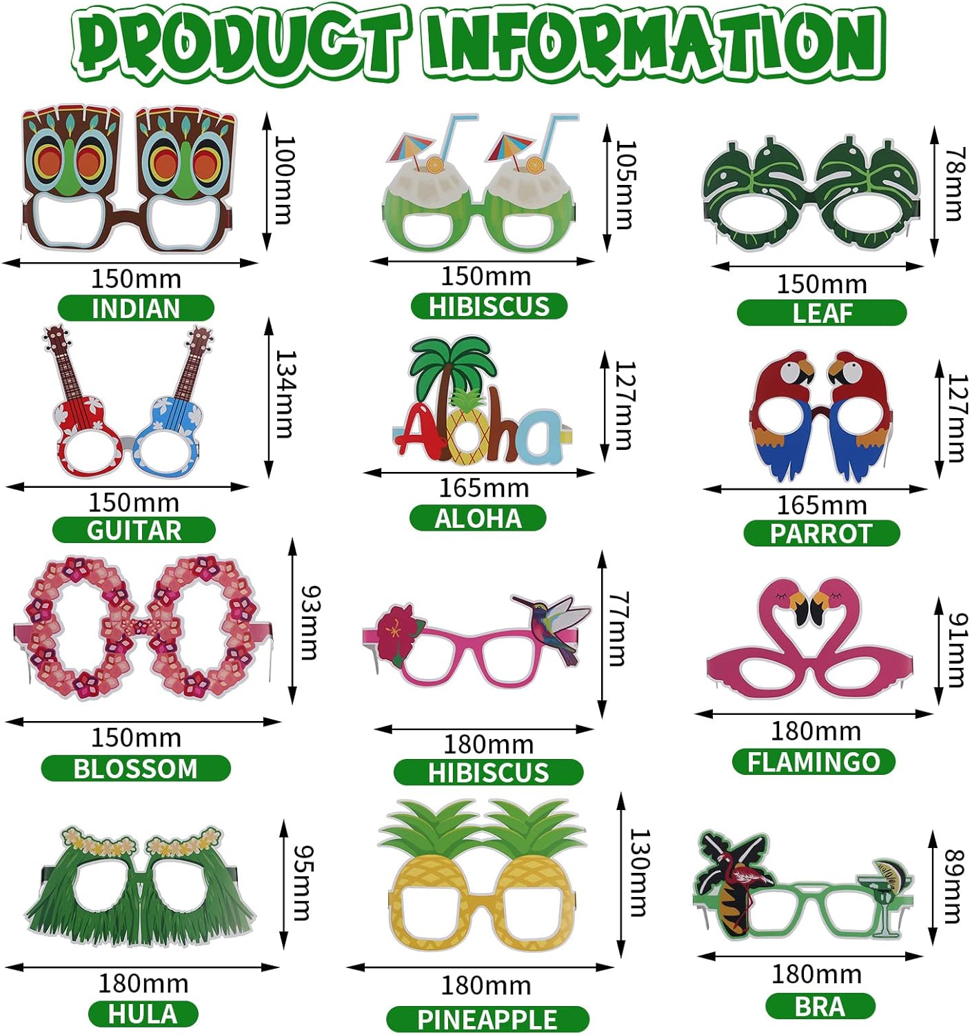 Jerify Funny Luau Party Sunglasses Set 24 Pieces