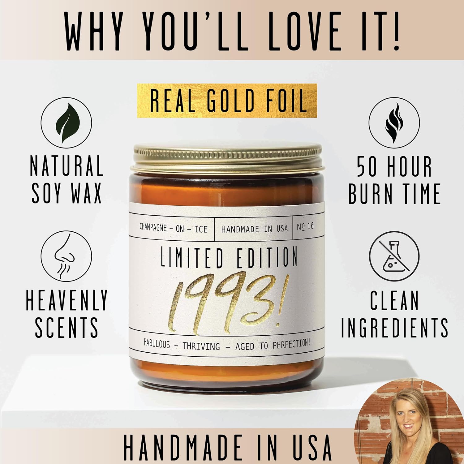 Limited Edition 1993 Soy Candle 32nd Birthday Gift for Her