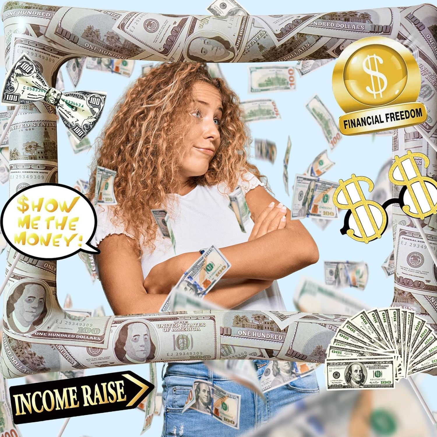 Money Party Inflatable Photo Booth Frame with Props