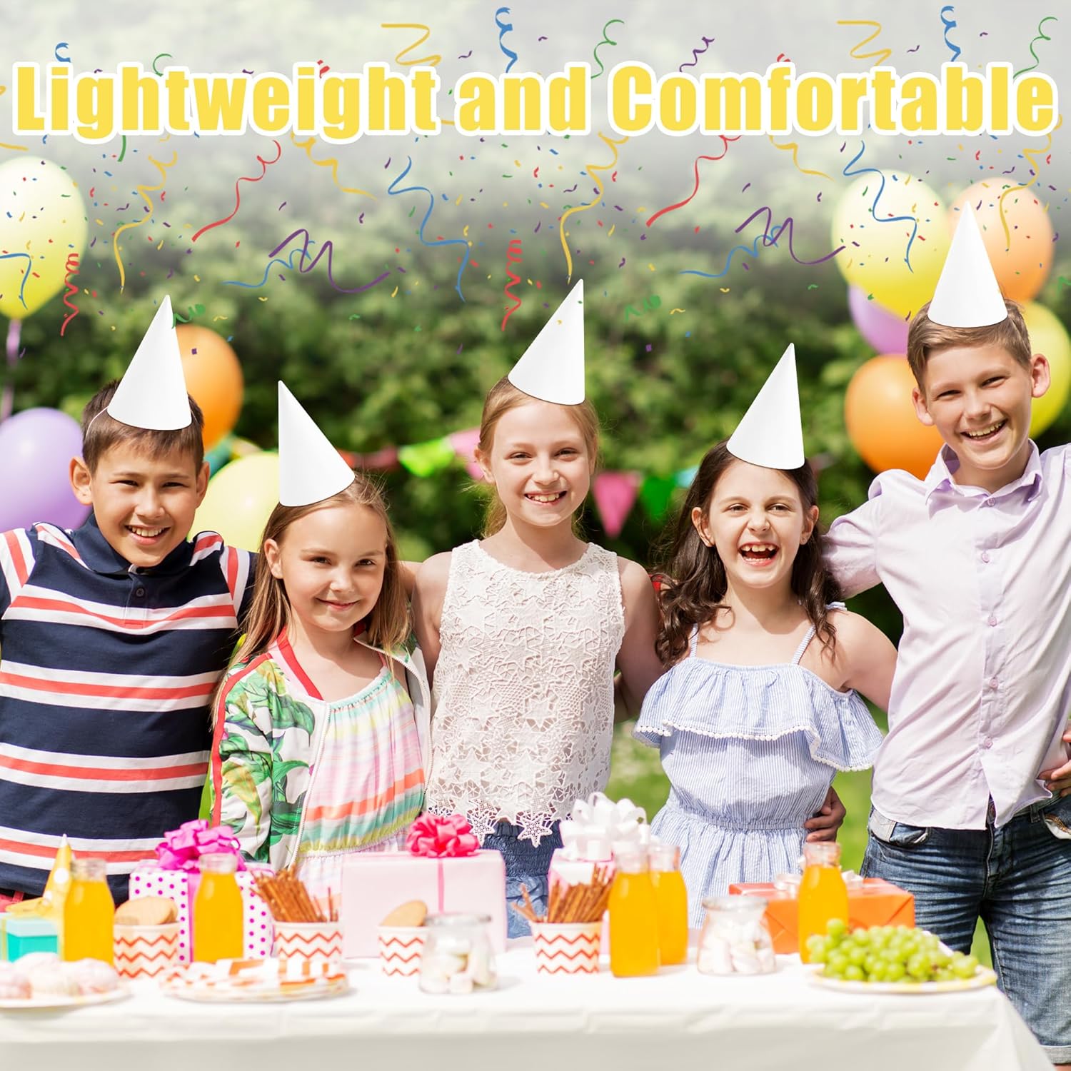 CANREVEL 50 White Party Hats for Kids and Adults