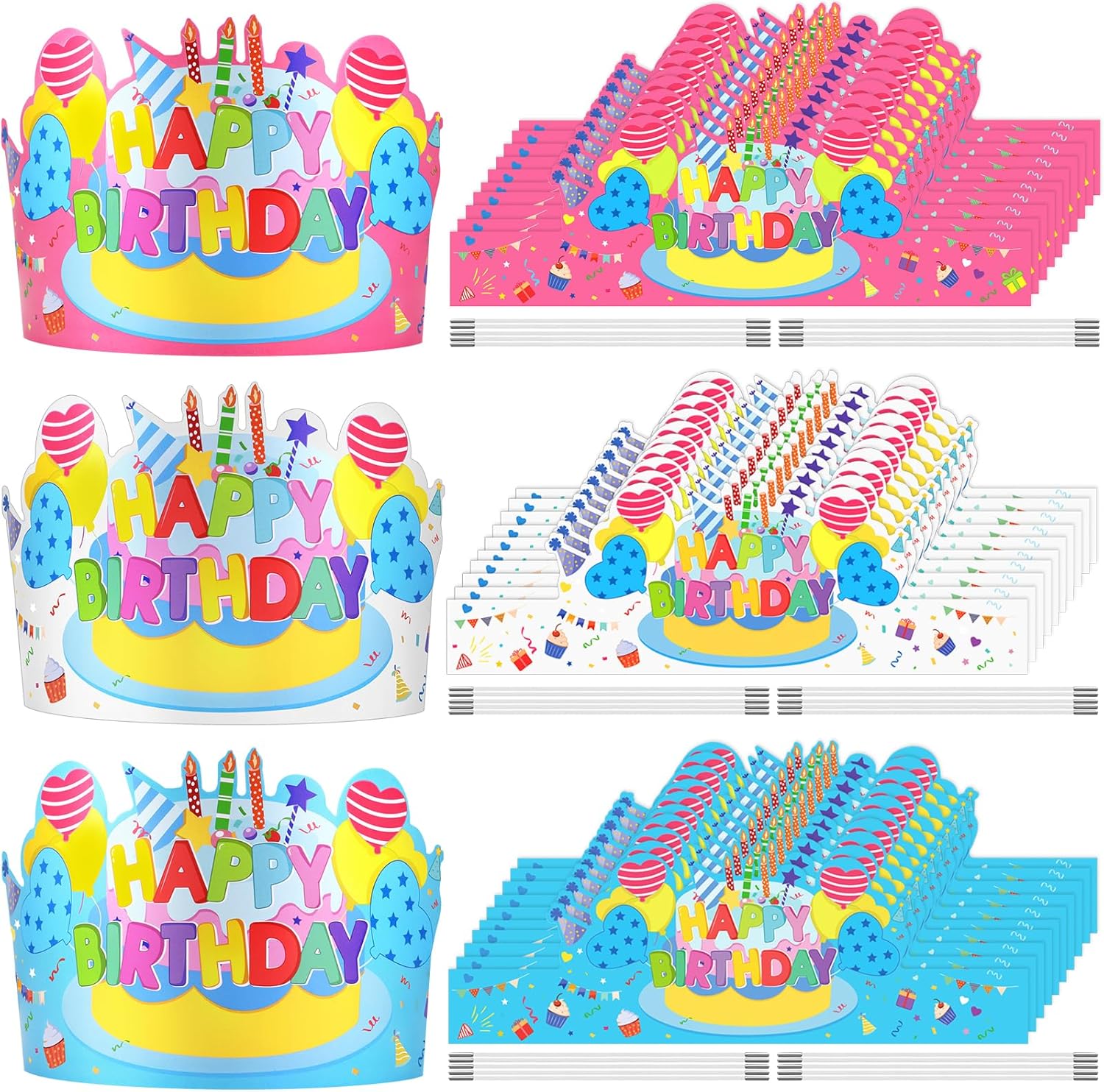 VEKDA 30 Pcs Birthday Crowns for Kids Classroom