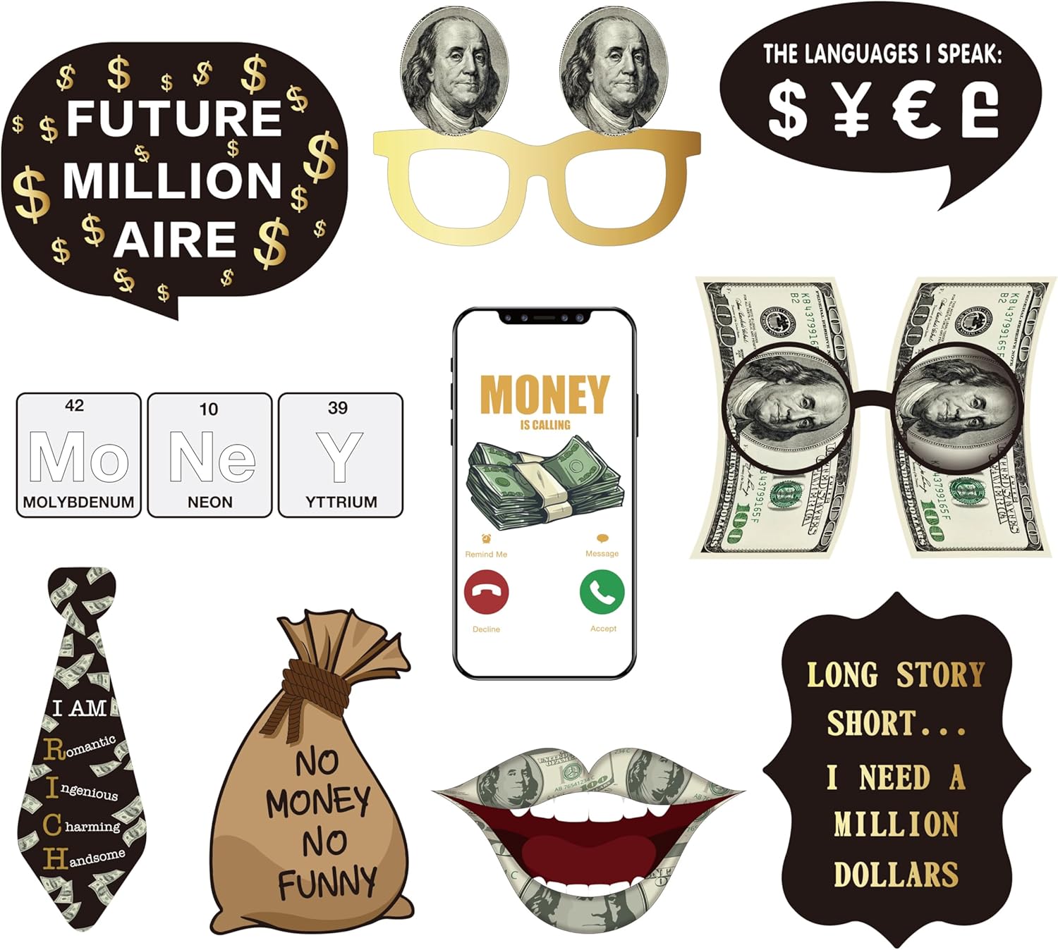 Fun Money Party Photo Booth Props