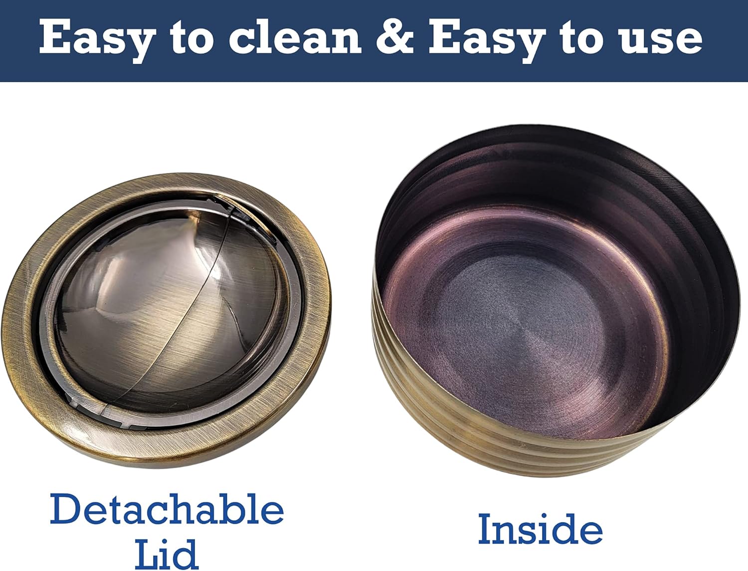 Smokeless Metal Ashtray with Lid Cover - Gold Rose Gold Silver