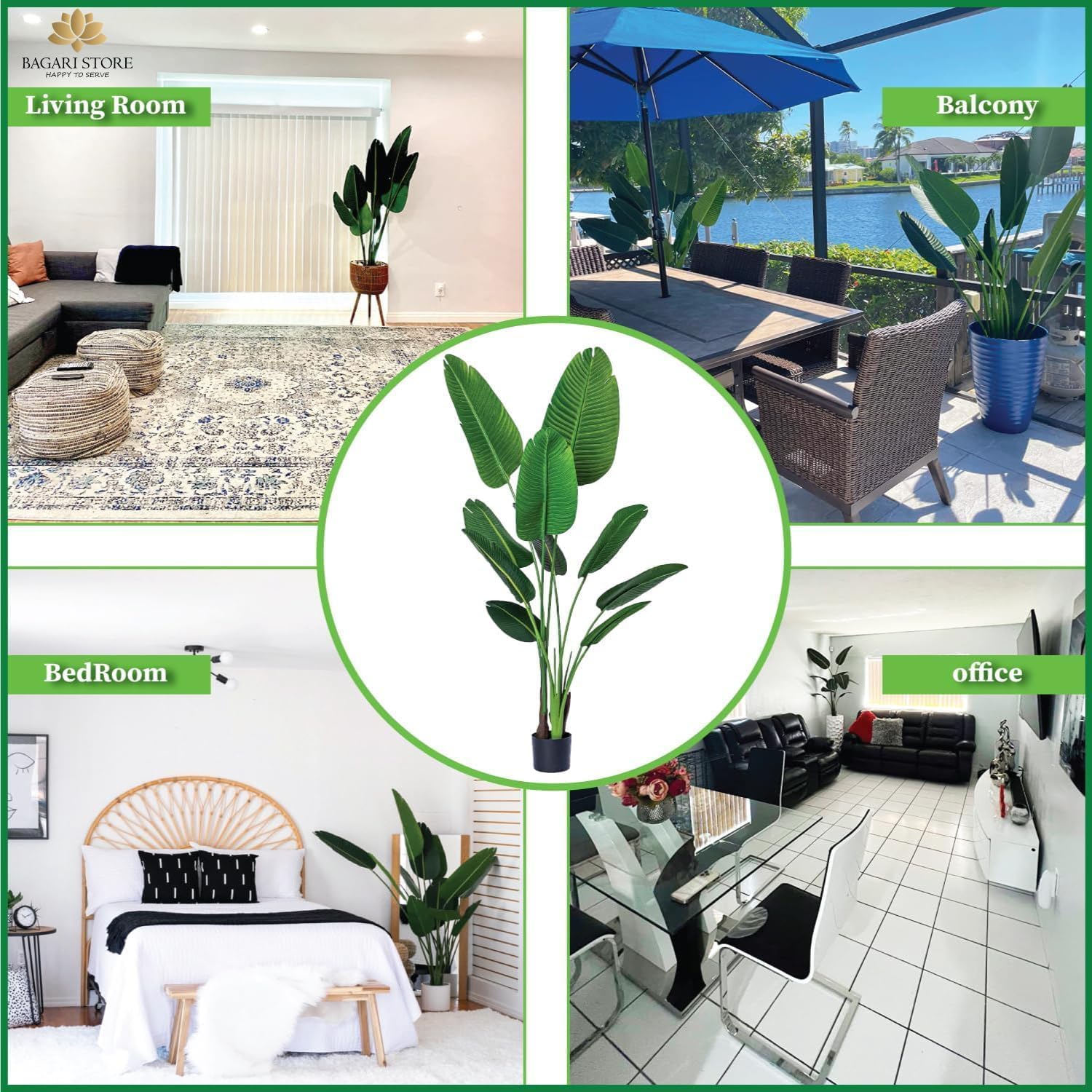 Bagari One 5 Foot Artificial Silk Bird of Paradise Tree Potted Plant