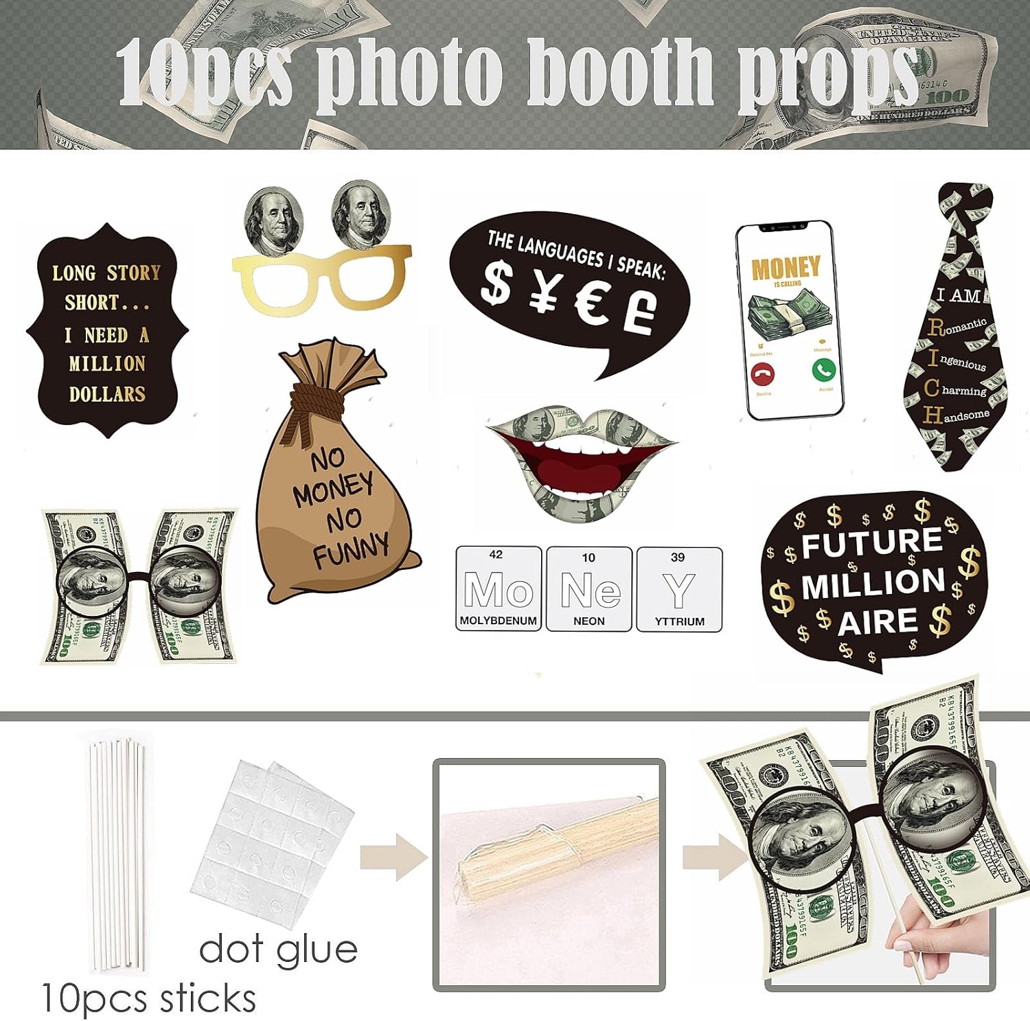 Fun Money Party Photo Booth Props
