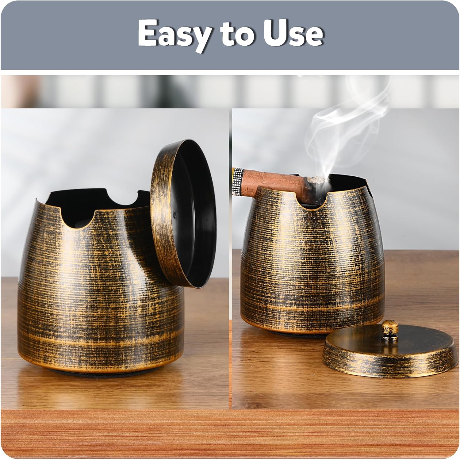 OILP Cigar Ashtray with Lid for Outdoor Use