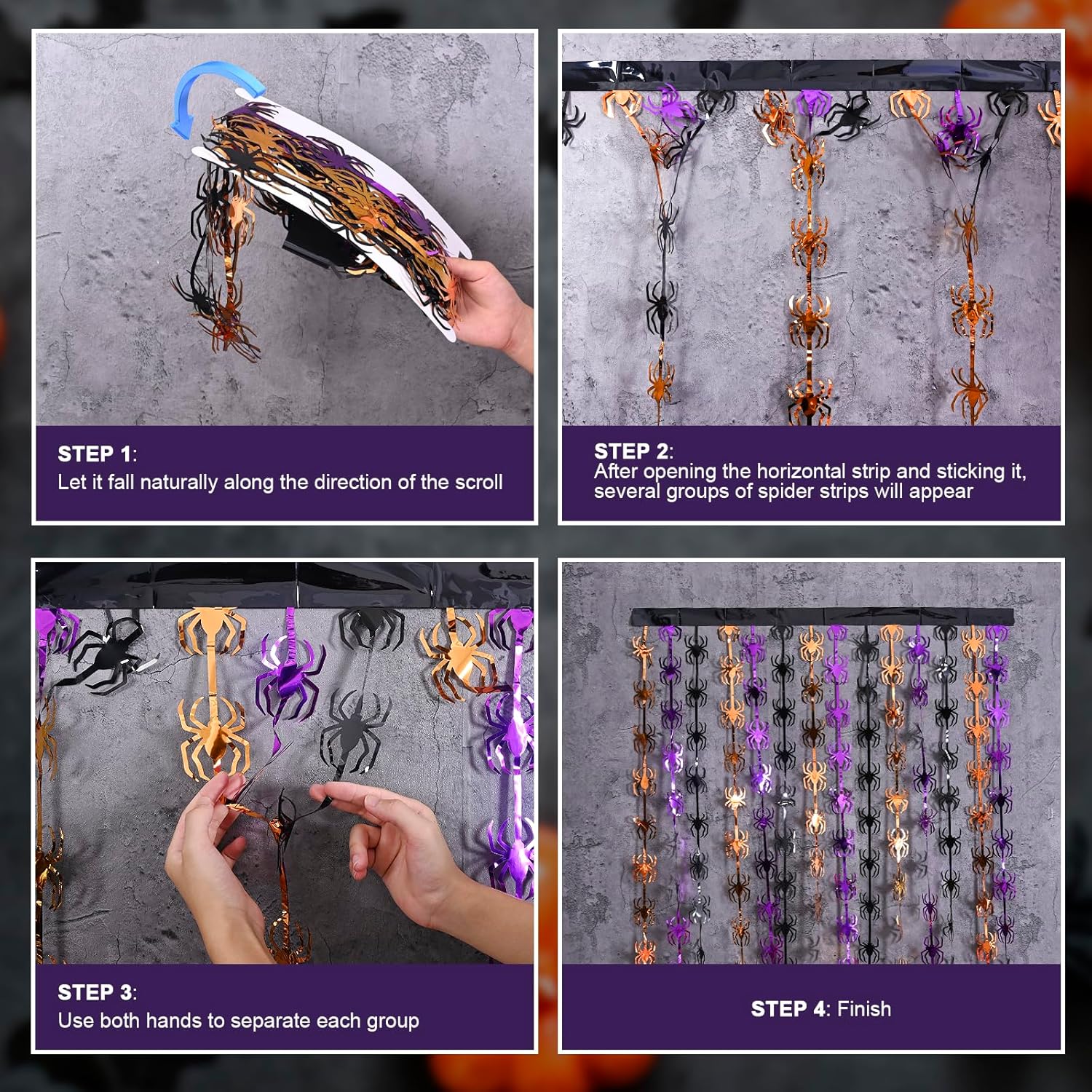 Halloween Decor Tinsel Curtain Set 2 Pack